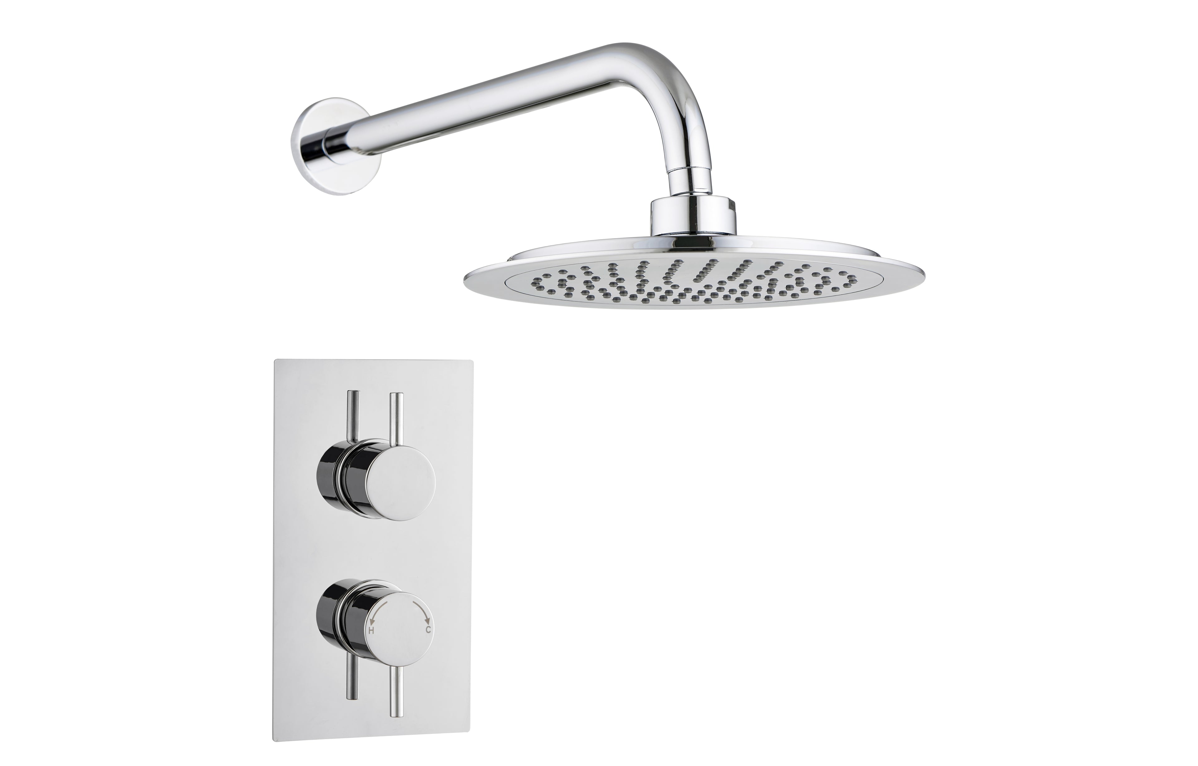 2 Handle Single Outlet Round Wall Shower Kit - Tailored Bathrooms