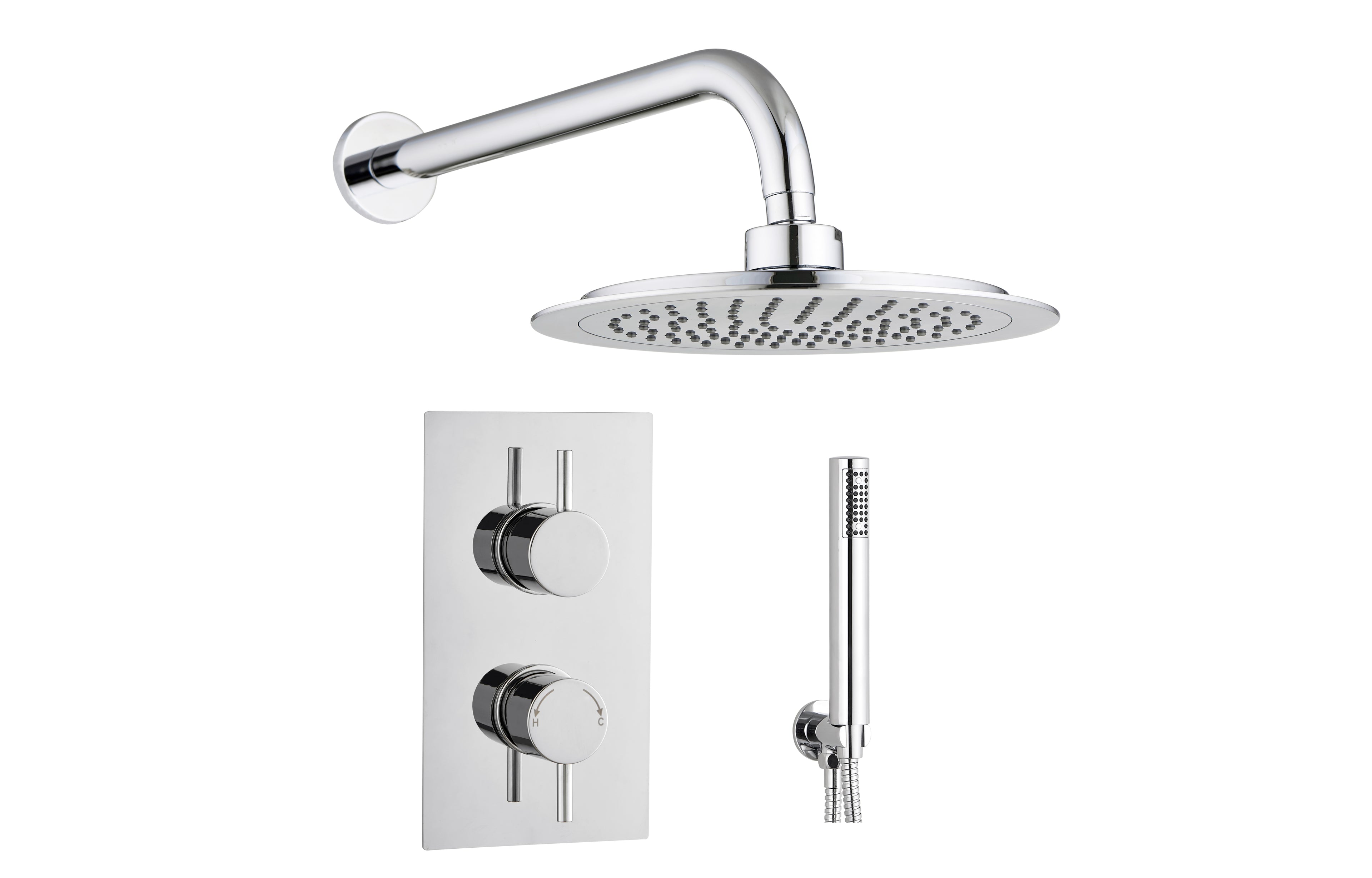 2 Handle 2 Outlet Round Wall Shower Kit - Tailored Bathrooms