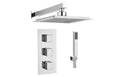 3 Handle 2 Outlet Square Twin Wall Shower Kit - Tailored Bathrooms