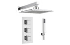 3 Handle 2 Outlet Square Twin Wall Shower Kit - Tailored Bathrooms