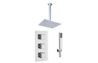 3 Handle 2 Outlet Square Twin Ceiling Shower Kit - Tailored Bathrooms