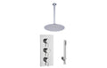 3 Handle 2 Outlet Round Twin Ceiling Shower Kit - Tailored Bathrooms