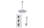 3 Handle 2 Outlet Round Twin Ceiling Shower Kit - Tailored Bathrooms