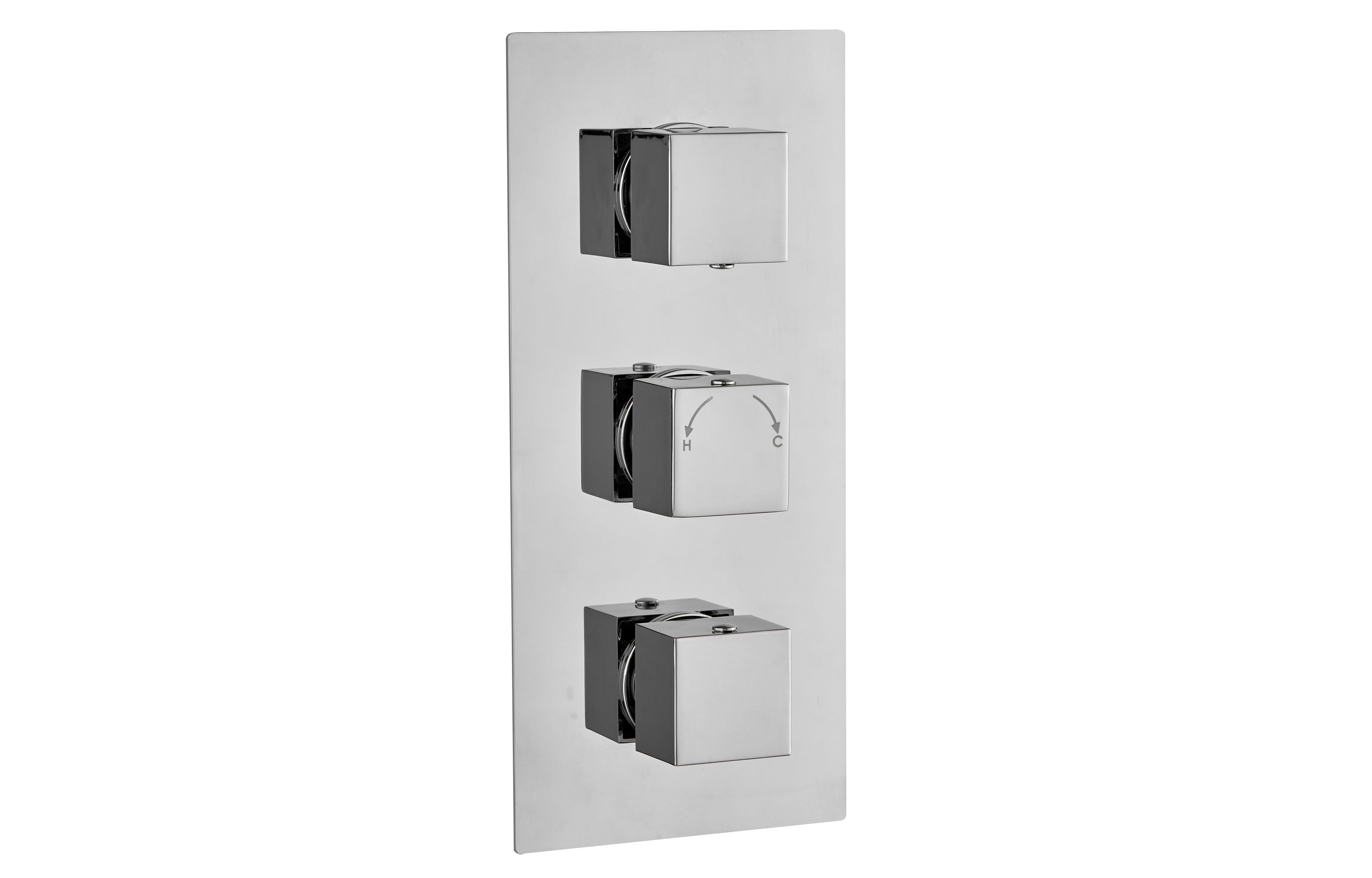 3 Handle 2 Outlet Concealed Thermostatic Shower Valves Chrome - Tailored Bathrooms