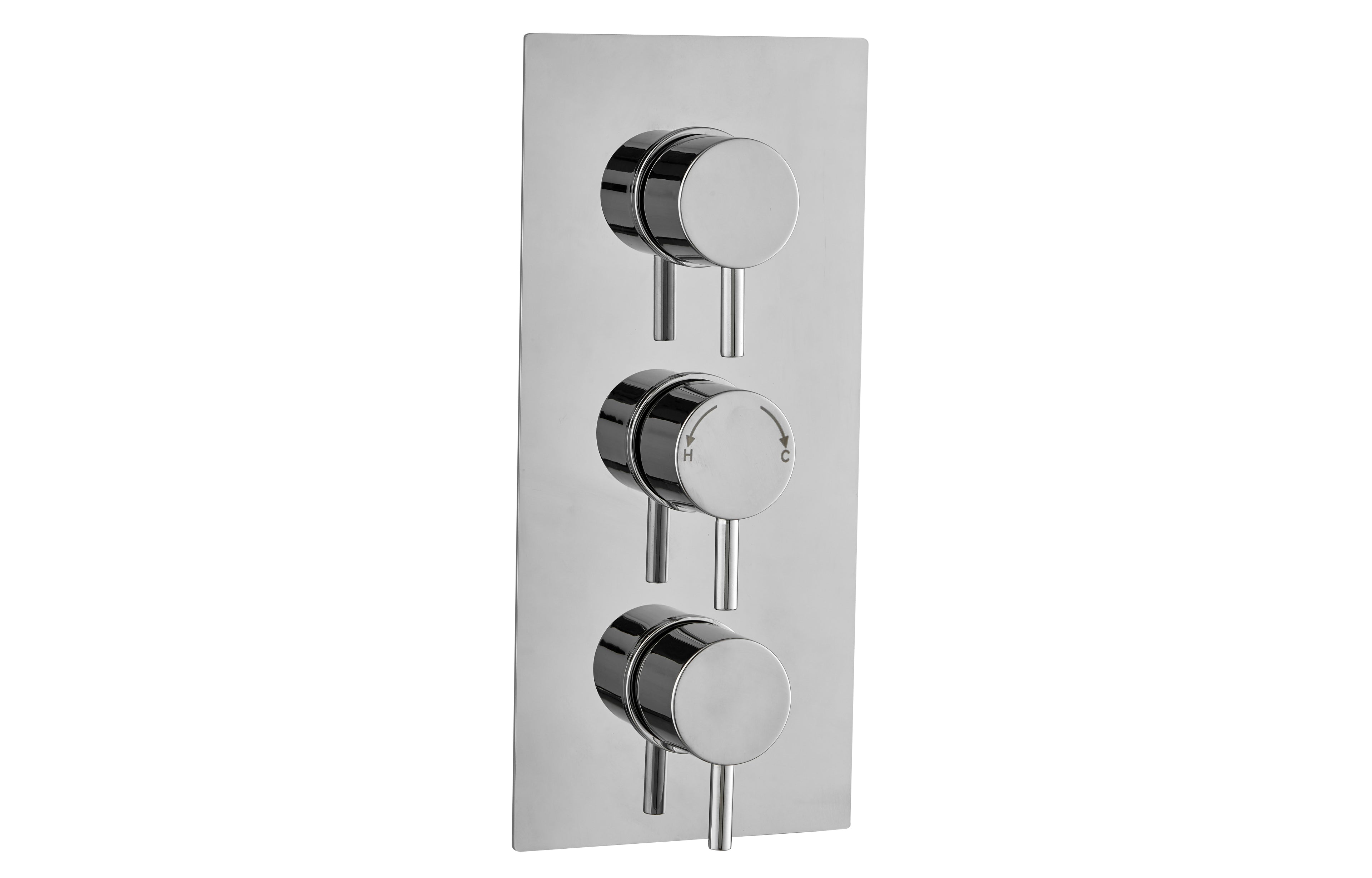 3 Handle 2 Outlet Concealed Thermostatic Shower Valves Chrome - Tailored Bathrooms