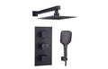 Black Concealed Thermostatic 3 Handle 2 Way Shower Kit with SS Head - Tailored Bathrooms