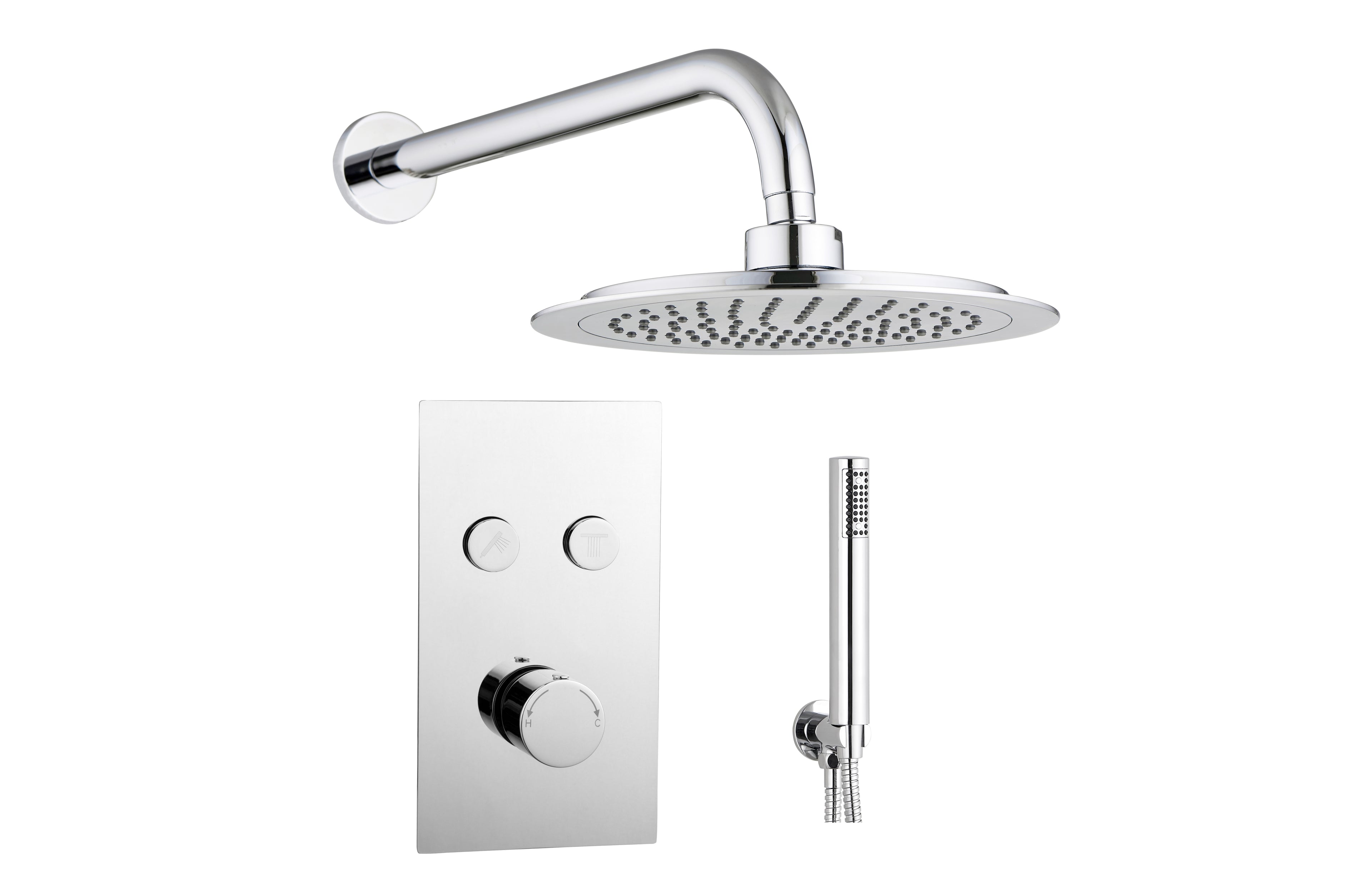 Twin Push Button Concealed Overhead Kit - Tailored Bathrooms