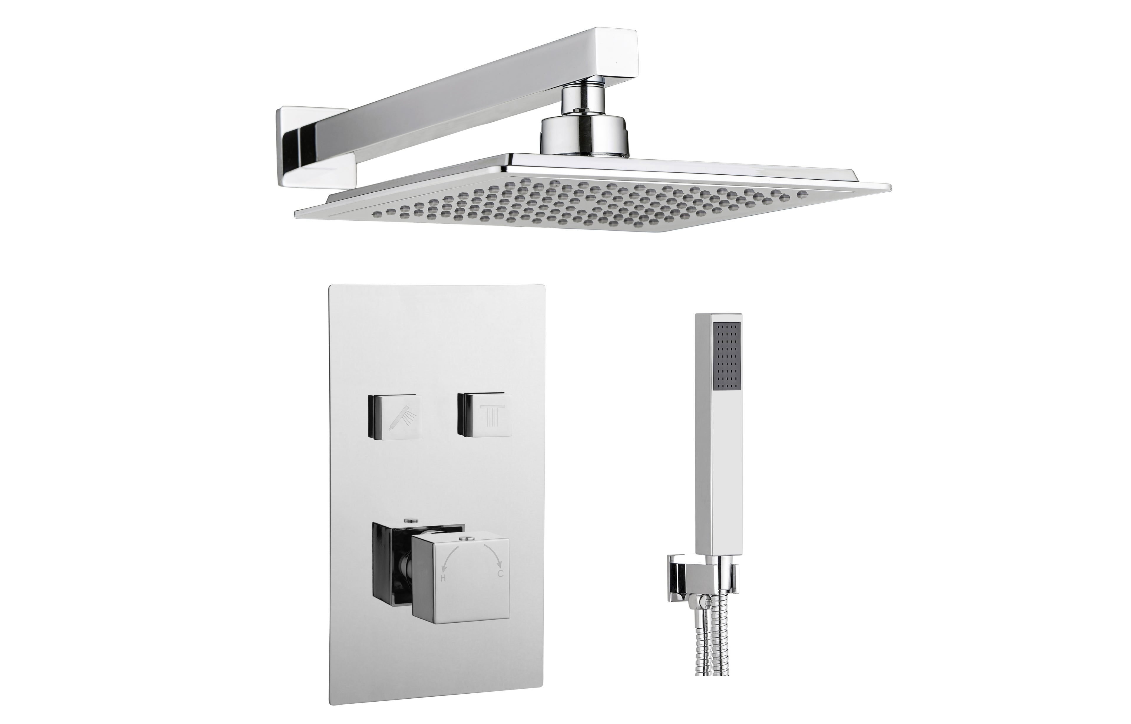 Twin Push Button Concealed Overhead Kit - Tailored Bathrooms