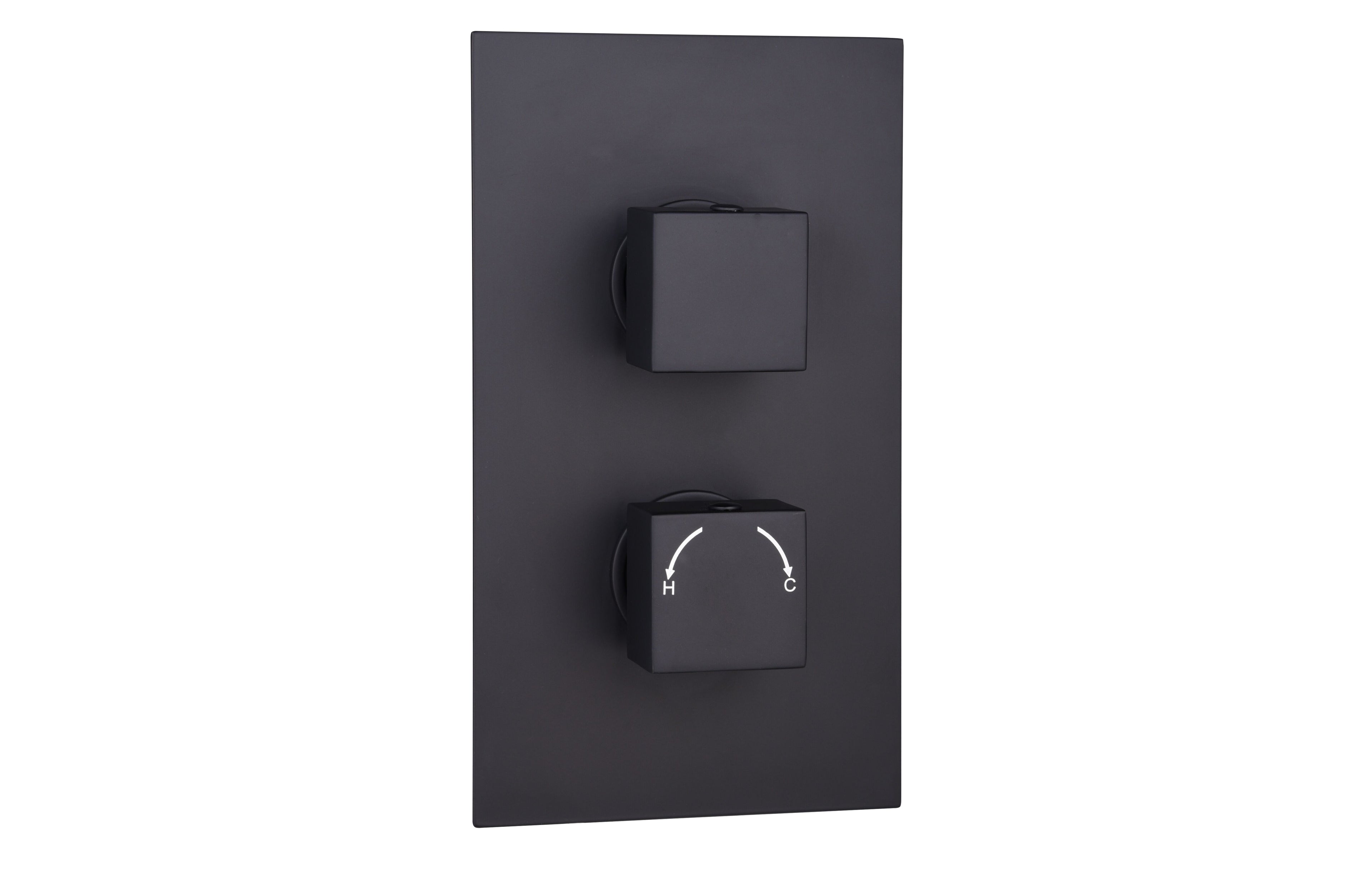 2 Handle 2 Outlet Concealed Thermostatic 2 way Shower Valves Orca Black - Tailored Bathrooms