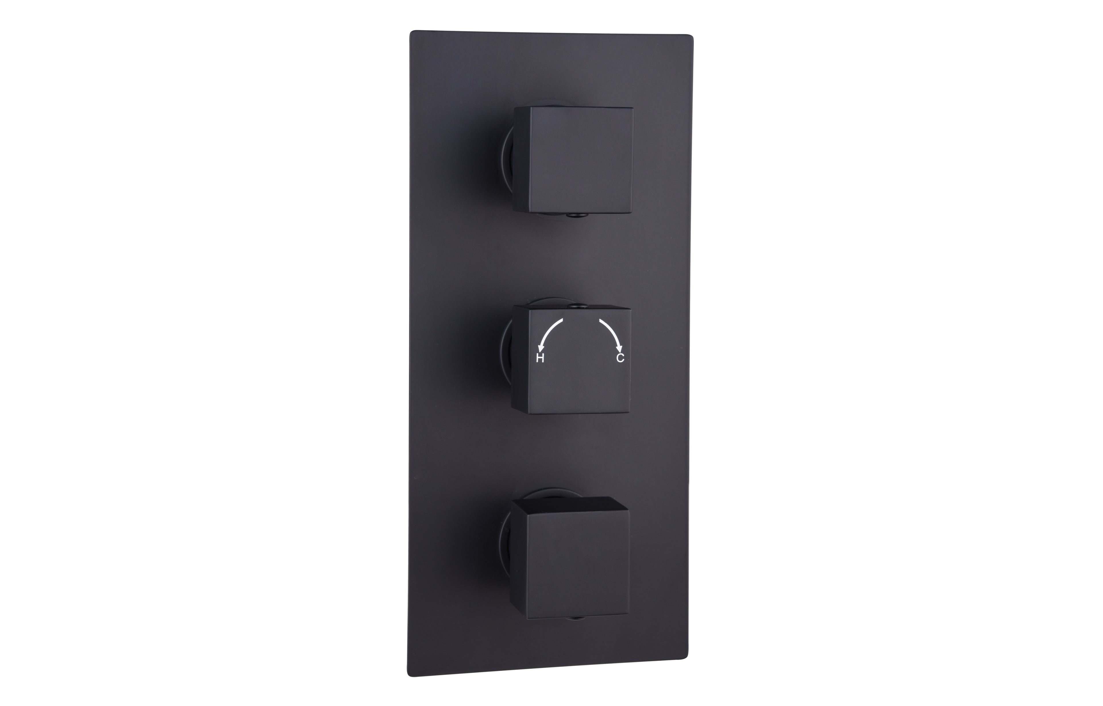3 Handle 2 Outlet Concealed Thermostatic 2 way Shower Valves Orca Black - Tailored Bathrooms