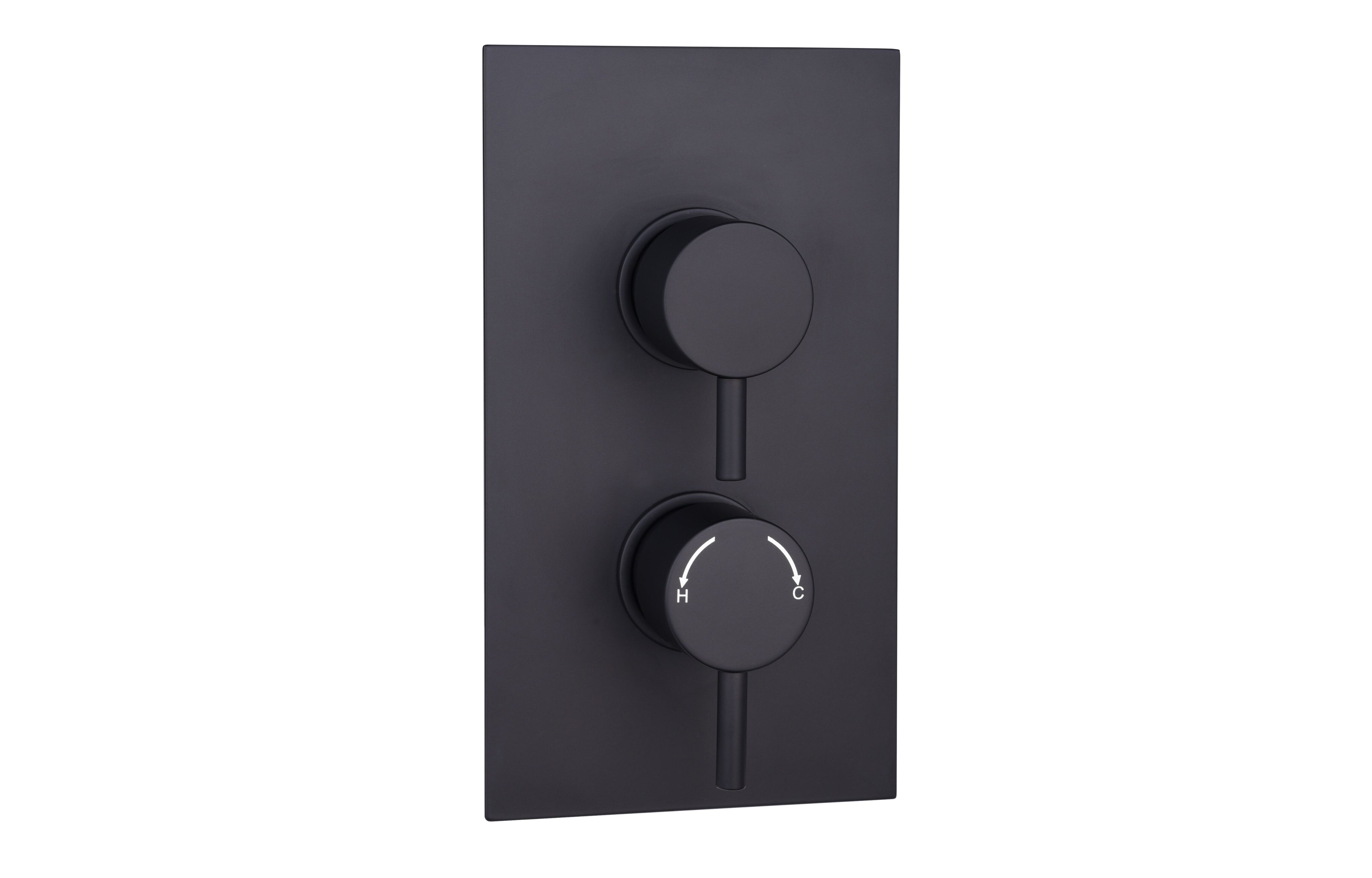 2 Handle 2 Outlet Concealed Thermostatic 2 way Shower Valves Orca Black - Tailored Bathrooms
