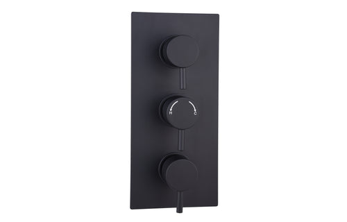 3 Handle 2 Outlet Concealed Thermostatic 2 way Shower Valves Orca Black - Tailored Bathrooms