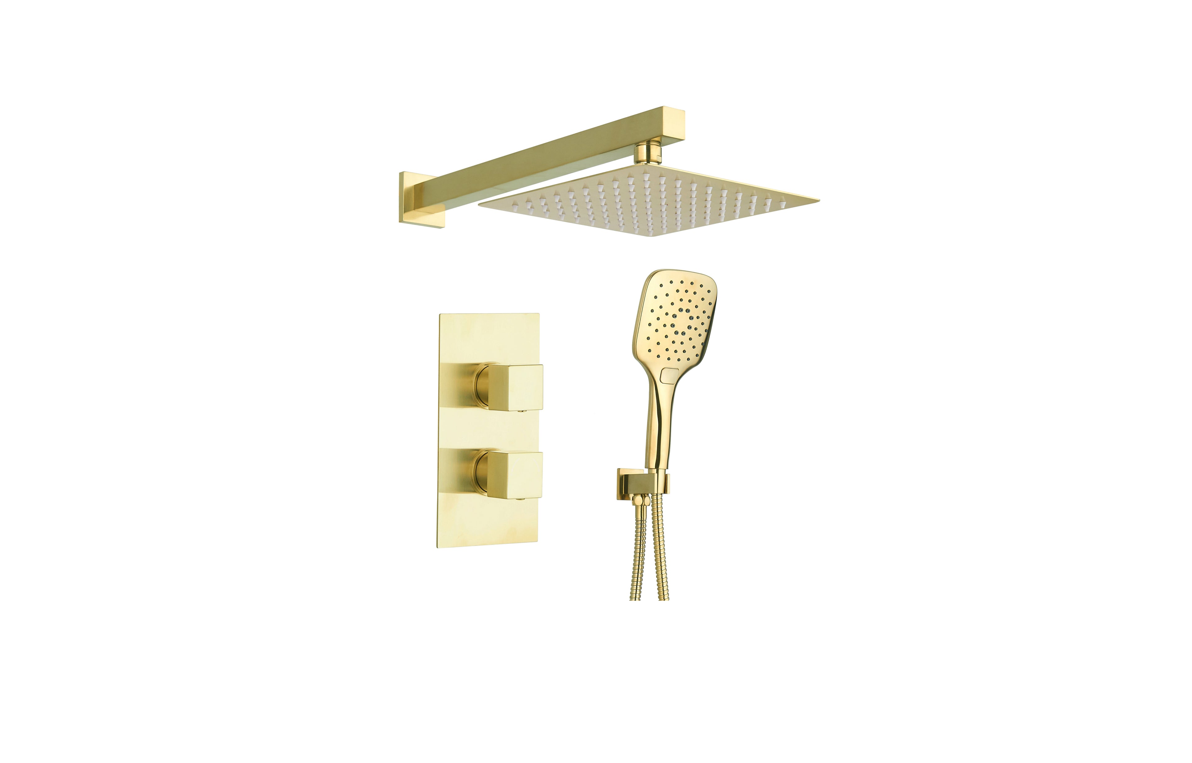 Round and square Concealed Thermostatic 2 Handle 2 Way Shower Kit - Tailored Bathrooms