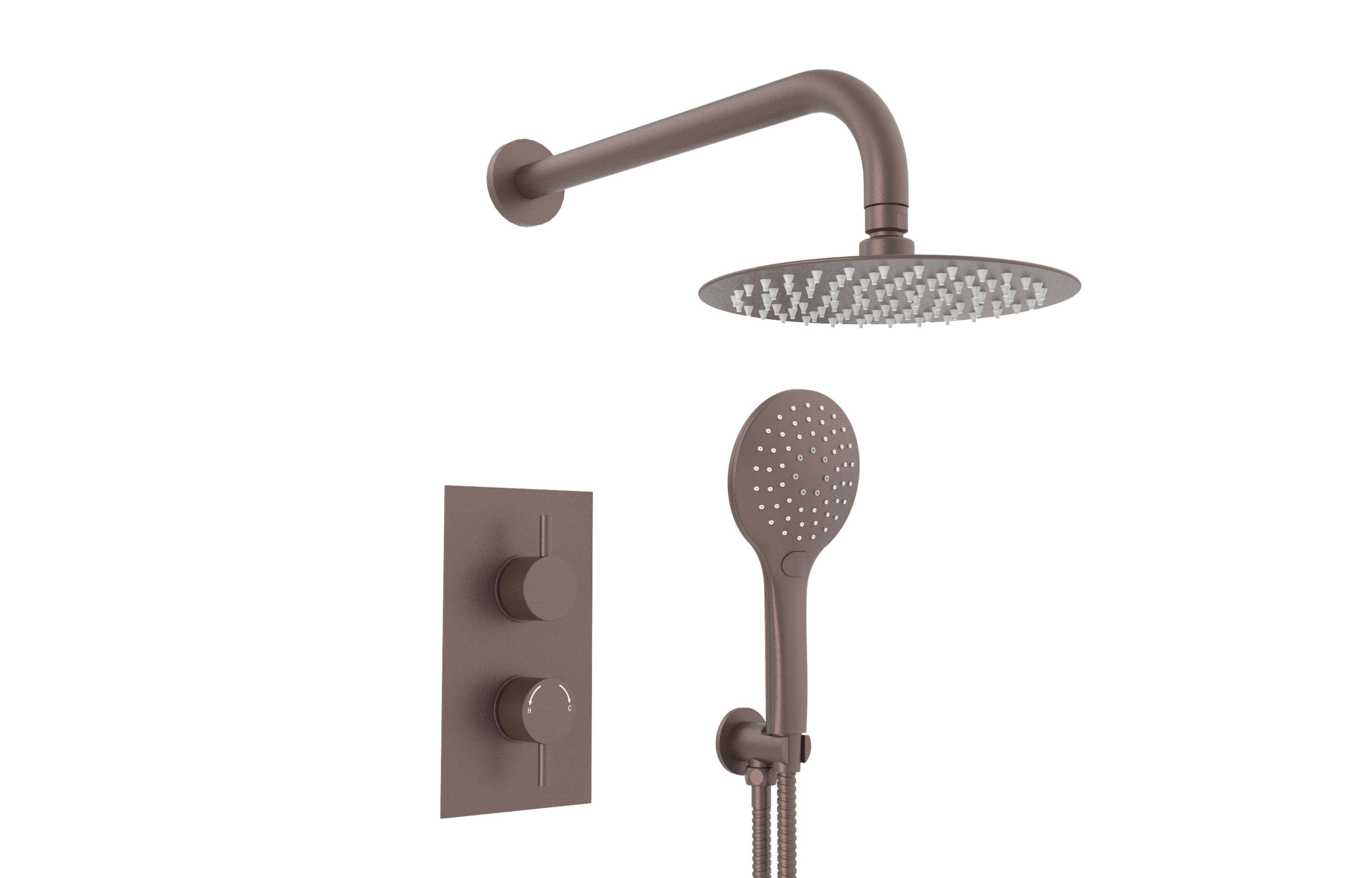 Round and square Concealed Thermostatic 2 Handle 2 Way Shower Kit - Tailored Bathrooms