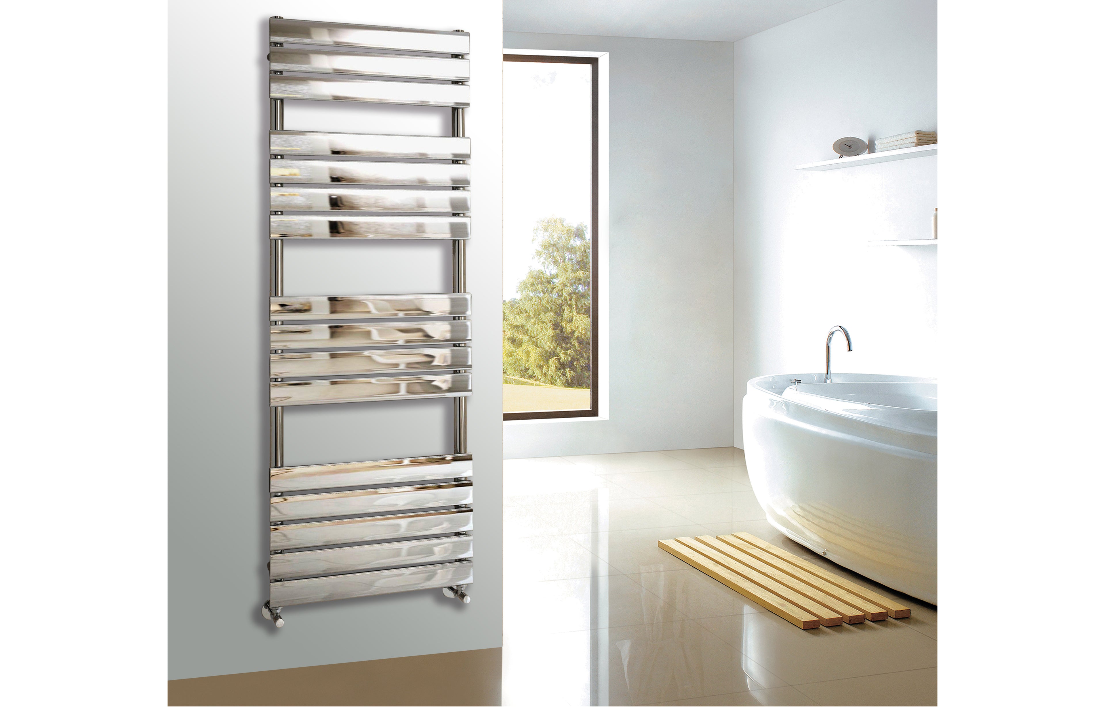 Queenstown Designer Towel Radiator Chrome 1600x600mm - Tailored Bathrooms