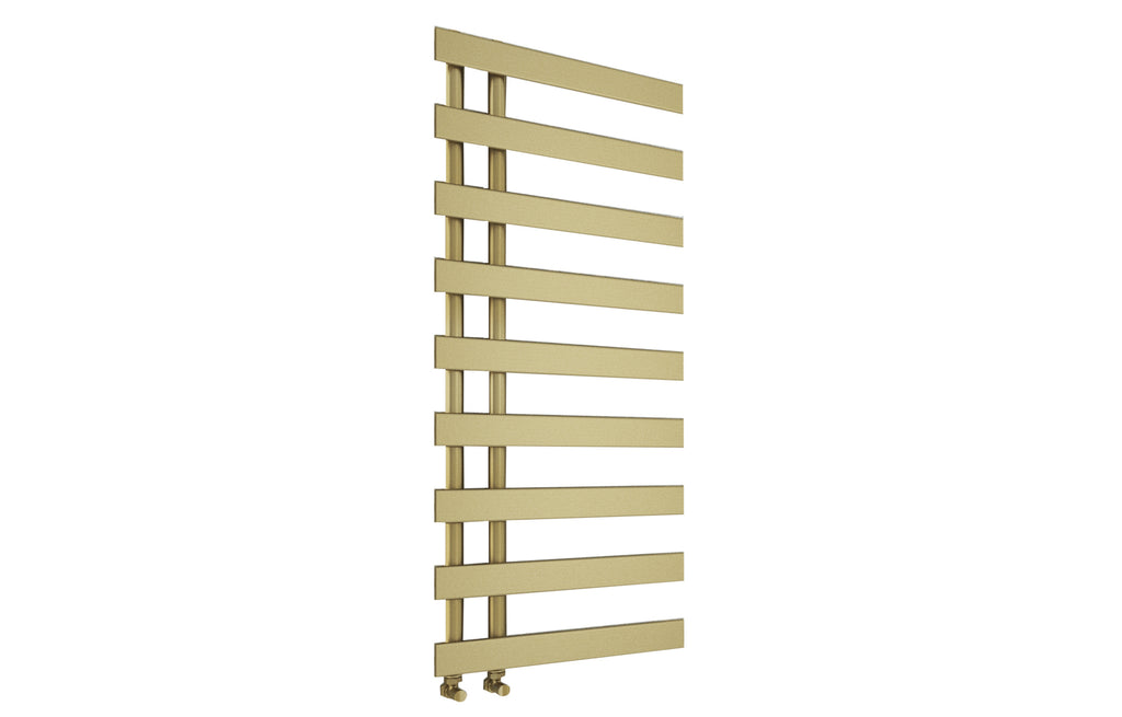 Milton Designer Offset Towel Radiator Brushed Brass 1156x500mm - Tailored Bathrooms