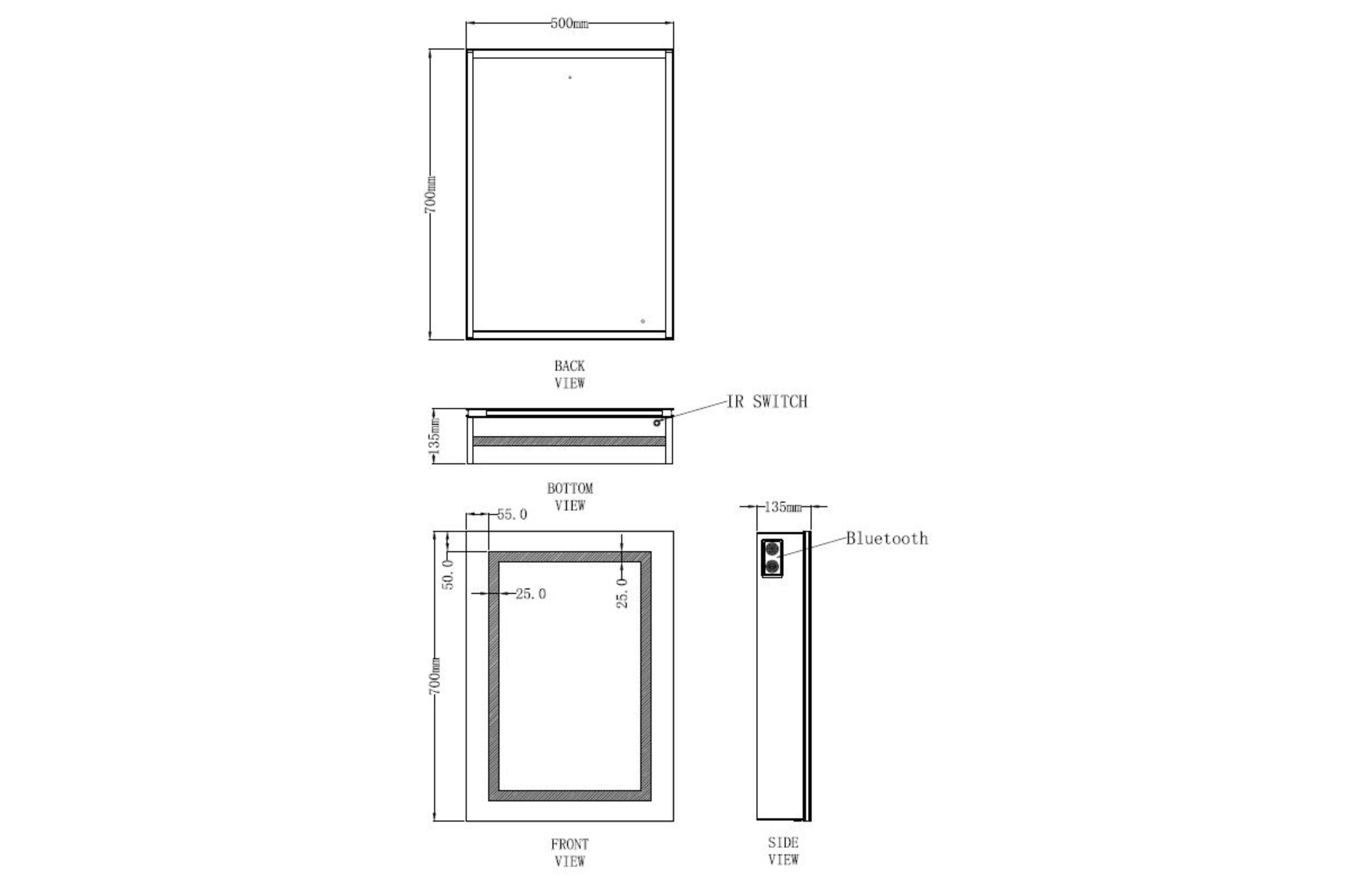 Jemima Single Door LED Mirror Cabinet Wireless Speaker Mirror - Tailored Bathrooms