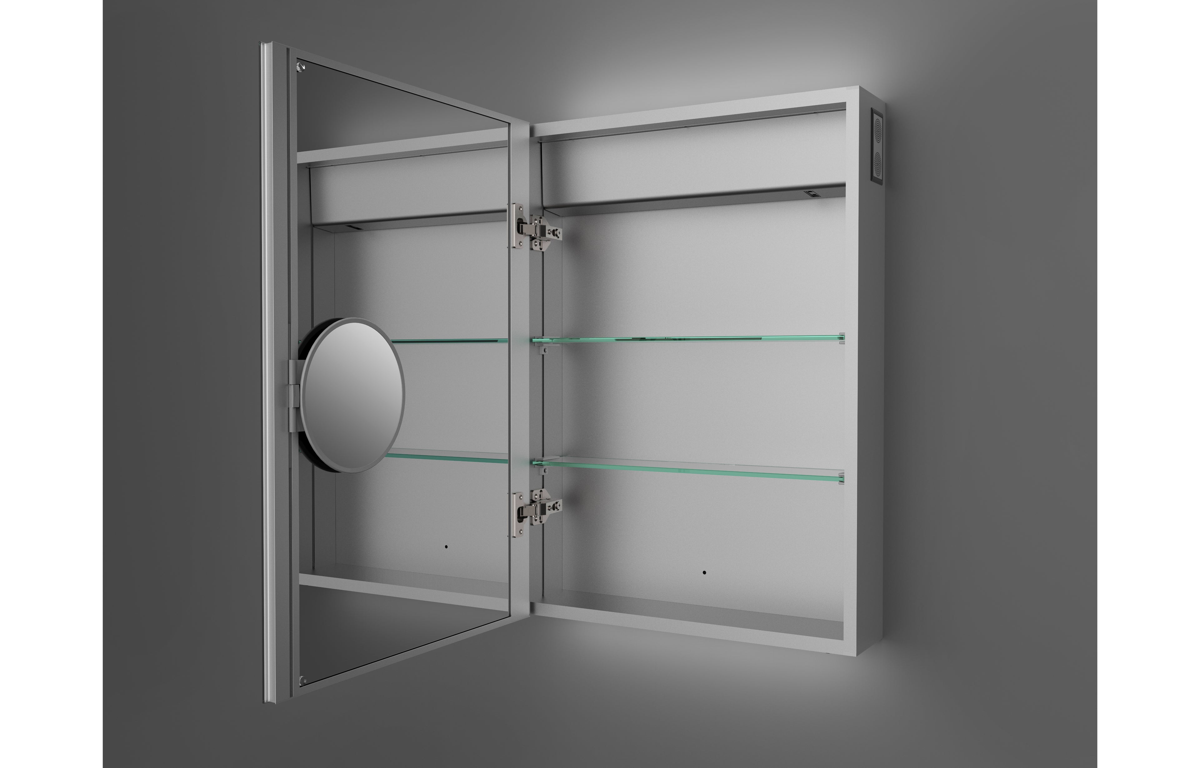 Jemima Single Door LED Mirror Cabinet Wireless Speaker Mirror - Tailored Bathrooms