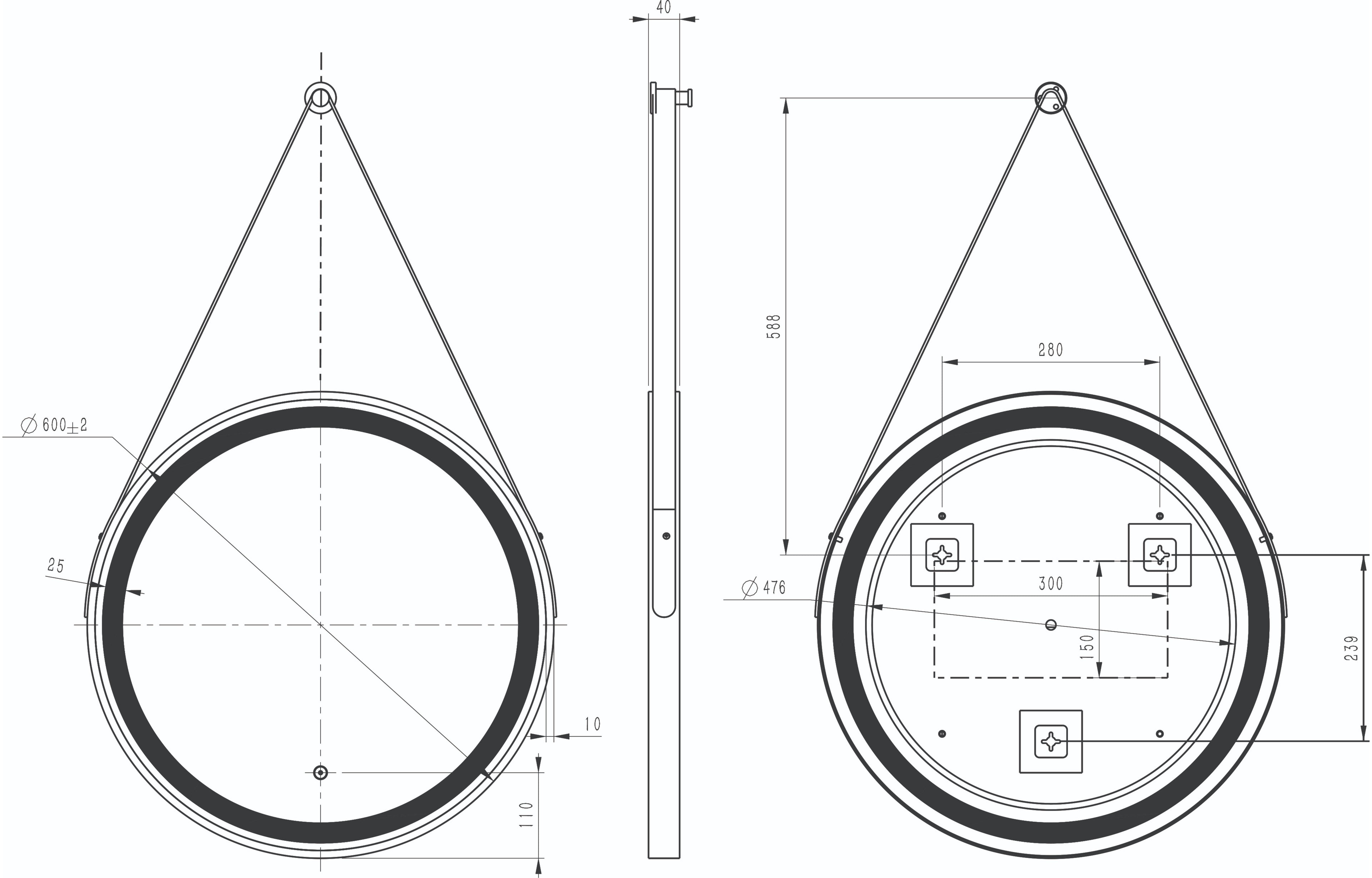 Delilah Orca LED Round Touch Mirror - Tailored Bathrooms