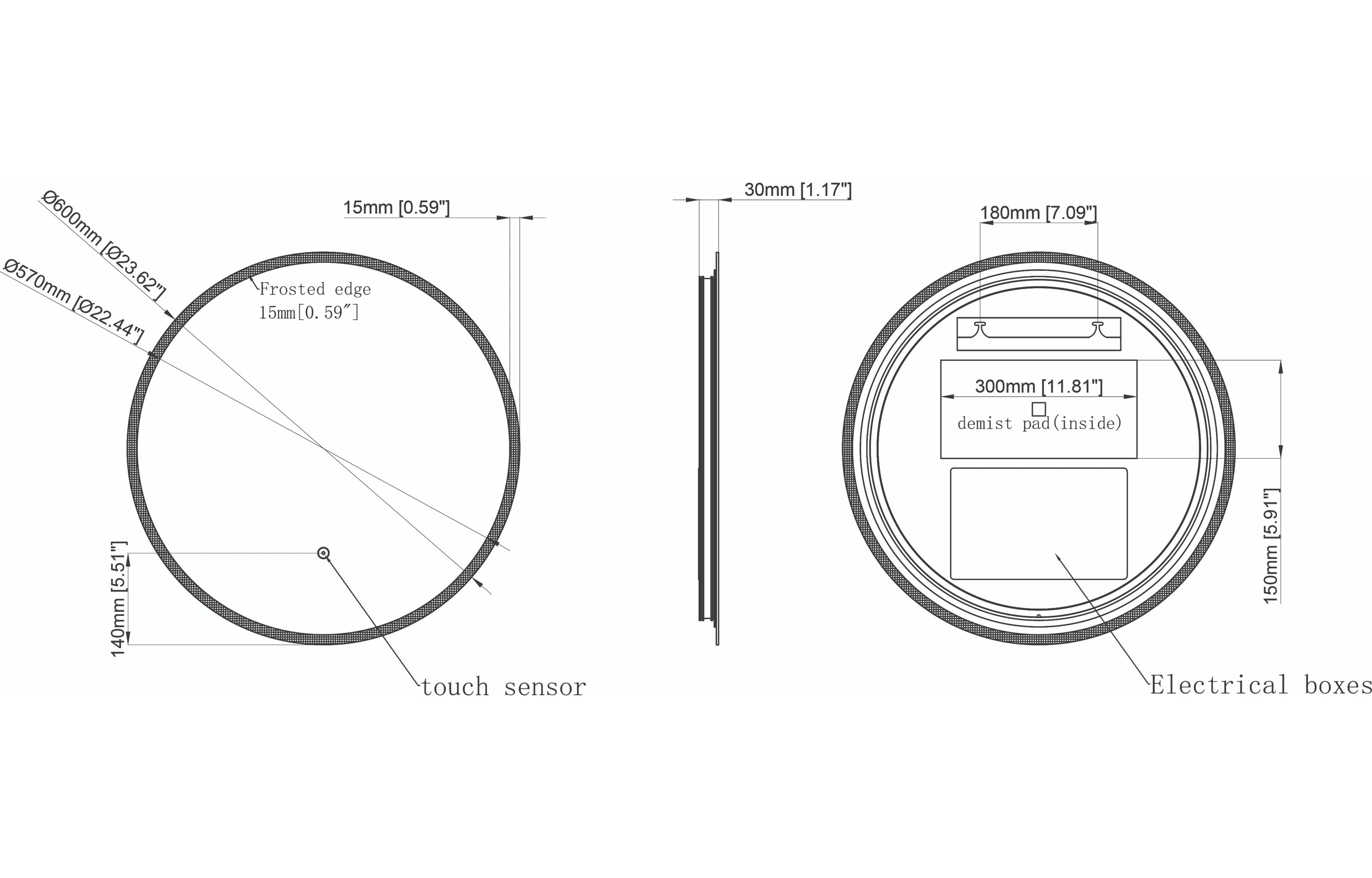 Lily Slimline LED Round Touch Mirror - Tailored Bathrooms