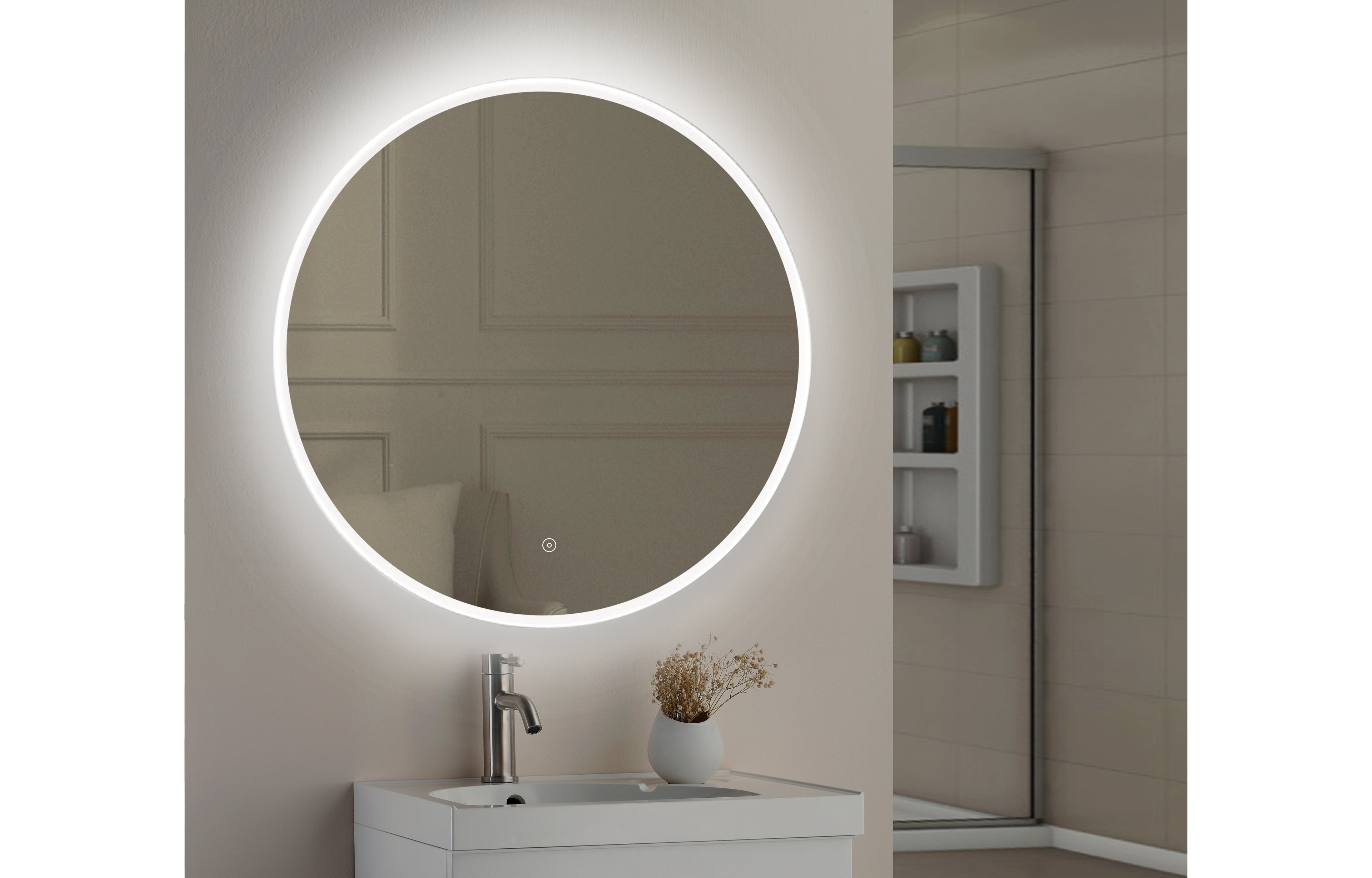 Lily Slimline LED Round Touch Mirror - Tailored Bathrooms