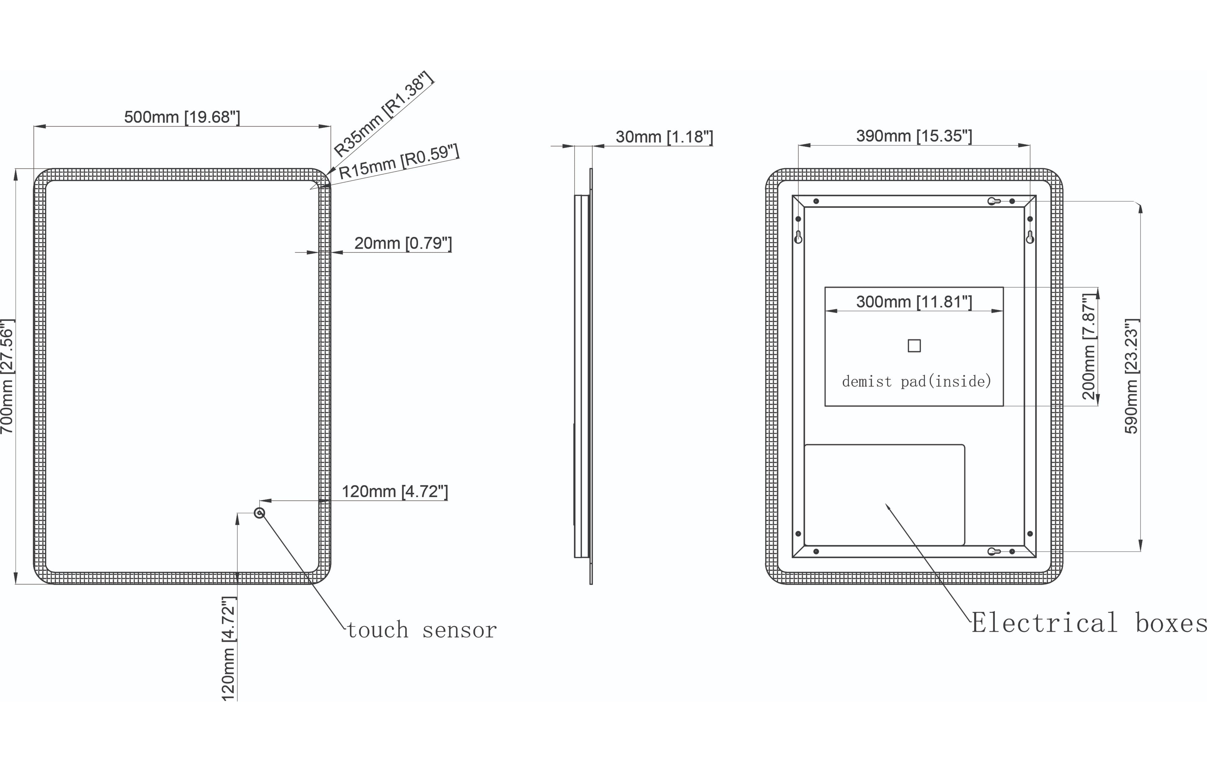 Angus Slimline LED Touch Mirror - Tailored Bathrooms