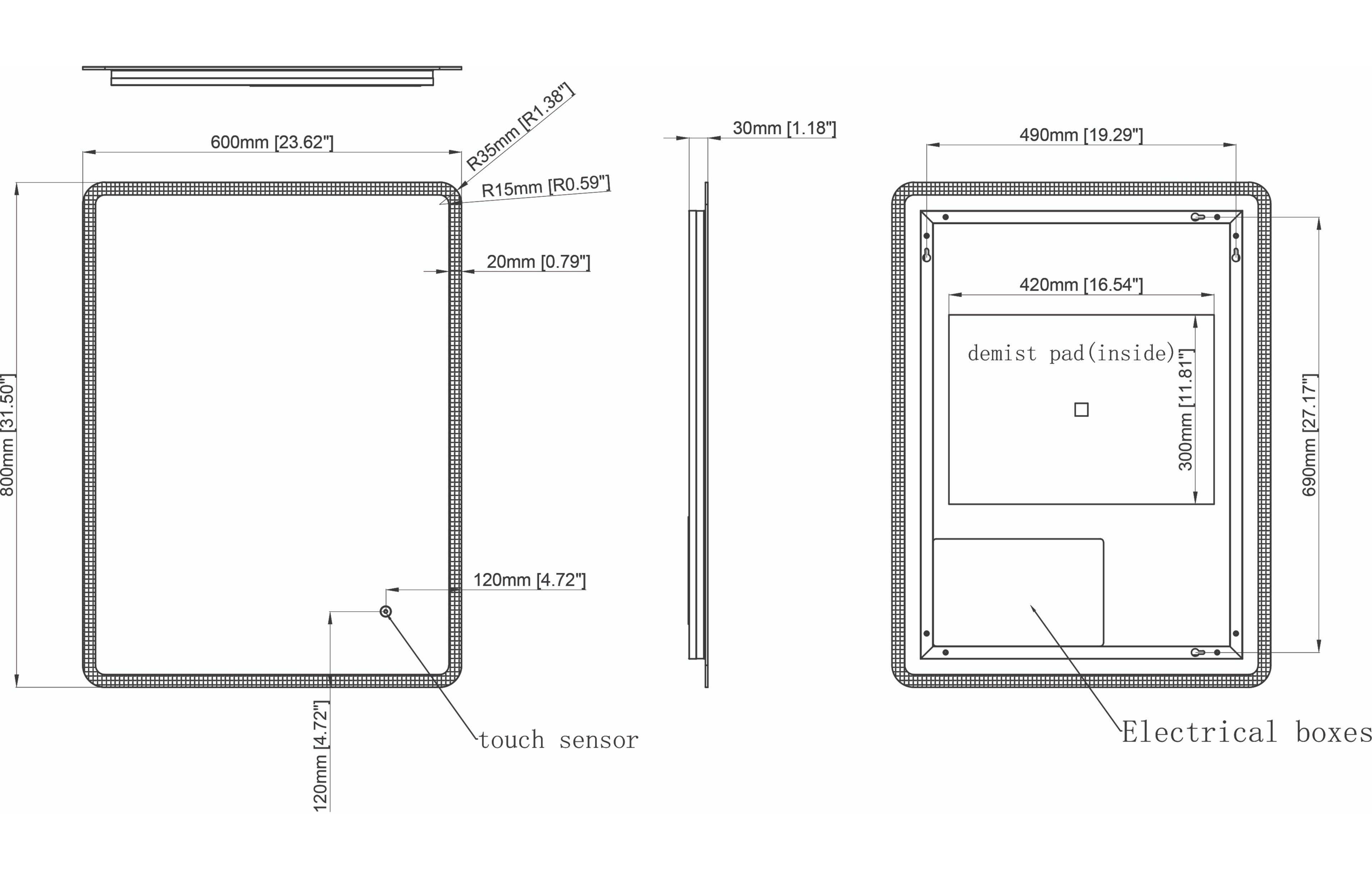 Angus Slimline LED Touch Mirror - Tailored Bathrooms