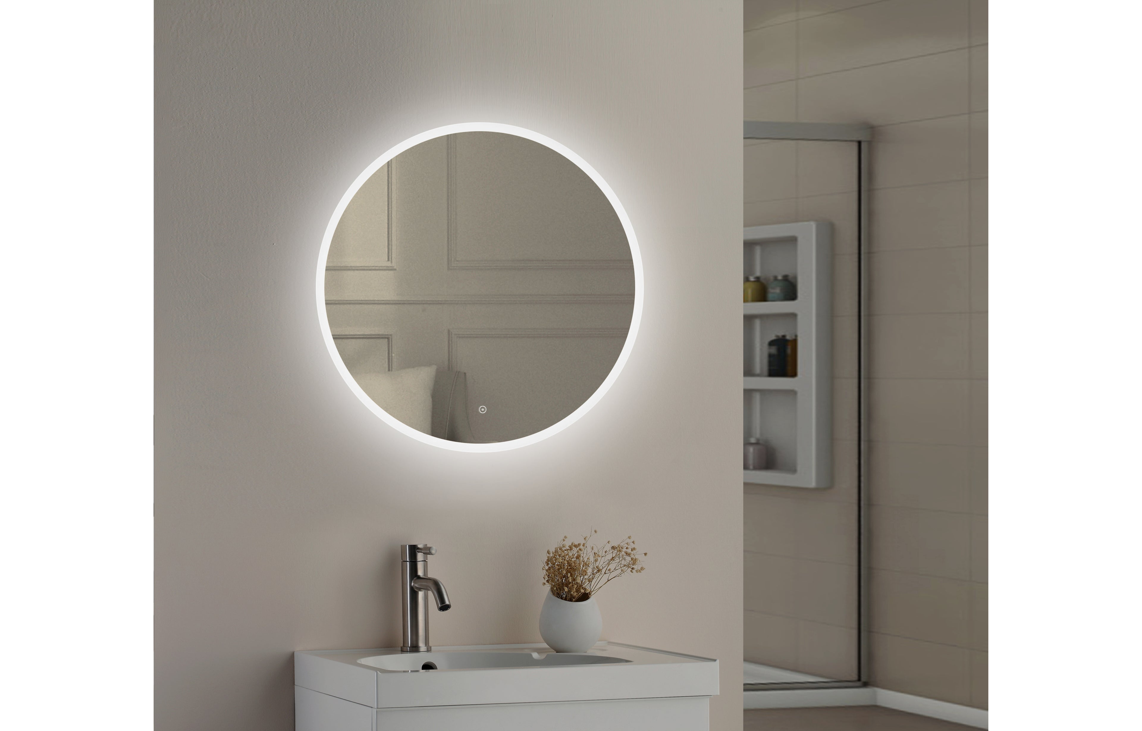 Lily Slimline LED Round Touch Mirror - Tailored Bathrooms