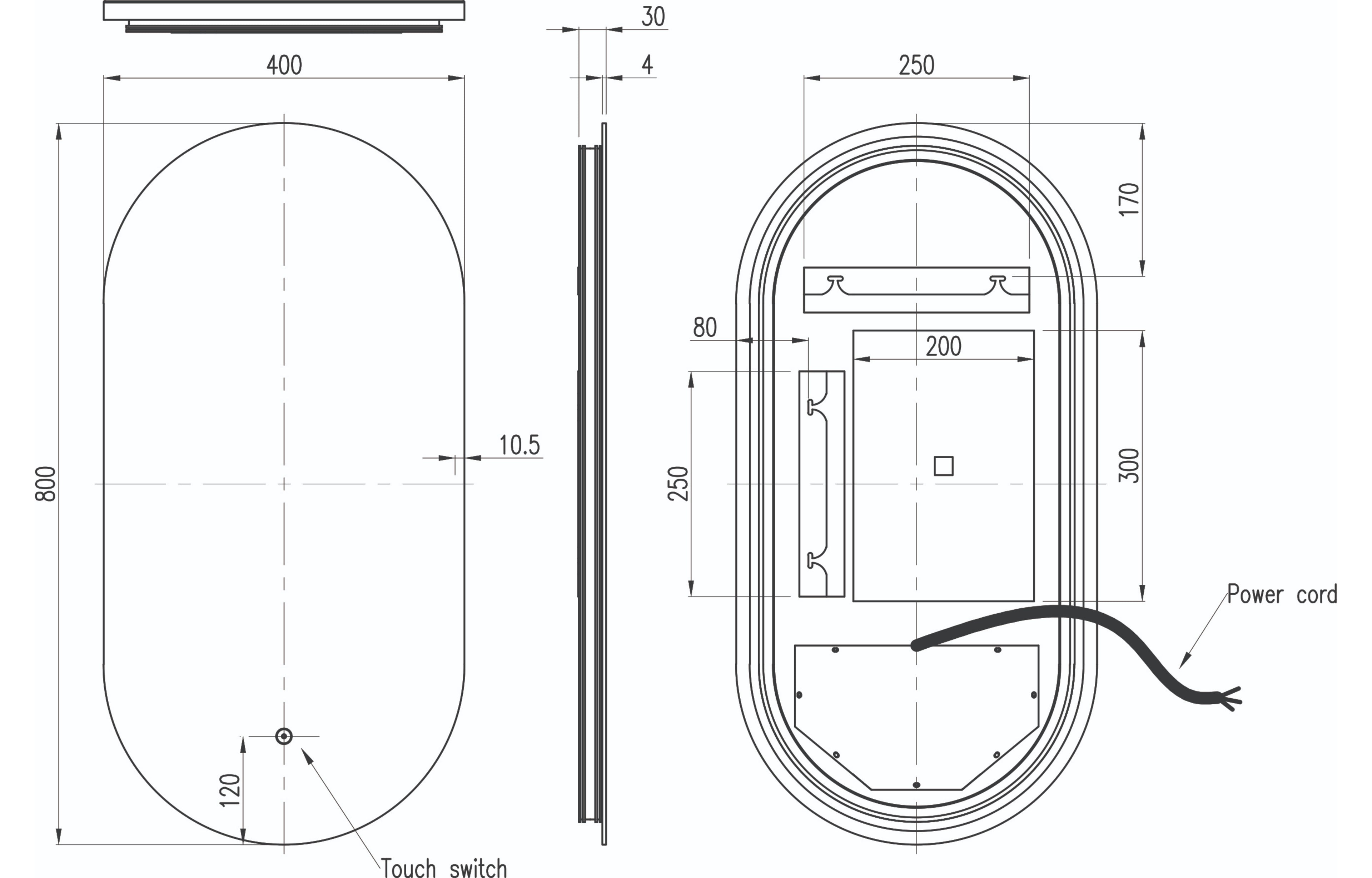 Raffy Oval Backlit LED Touch Mirror - Tailored Bathrooms