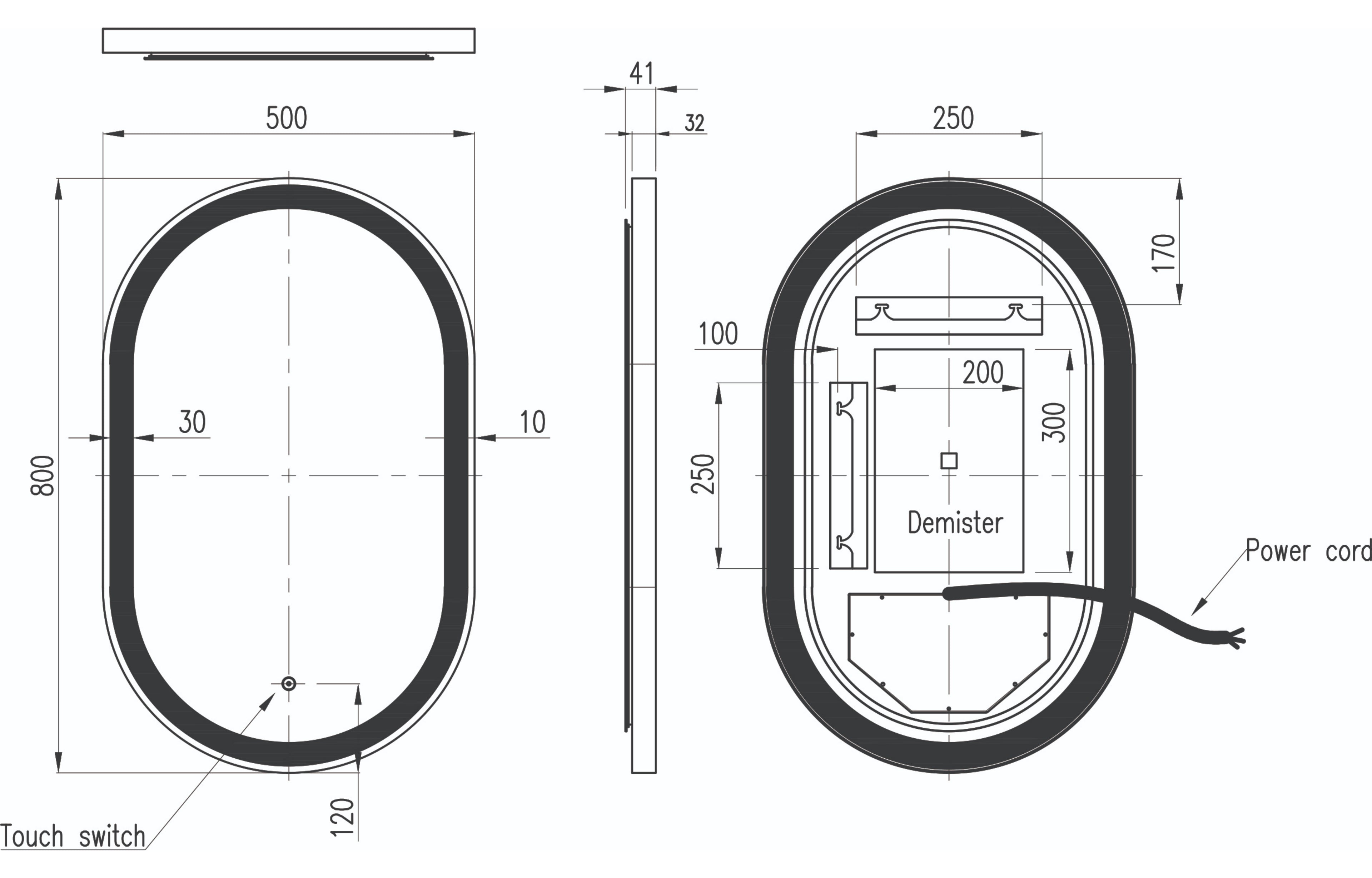 Martha LED Touch Mirror - Tailored Bathrooms