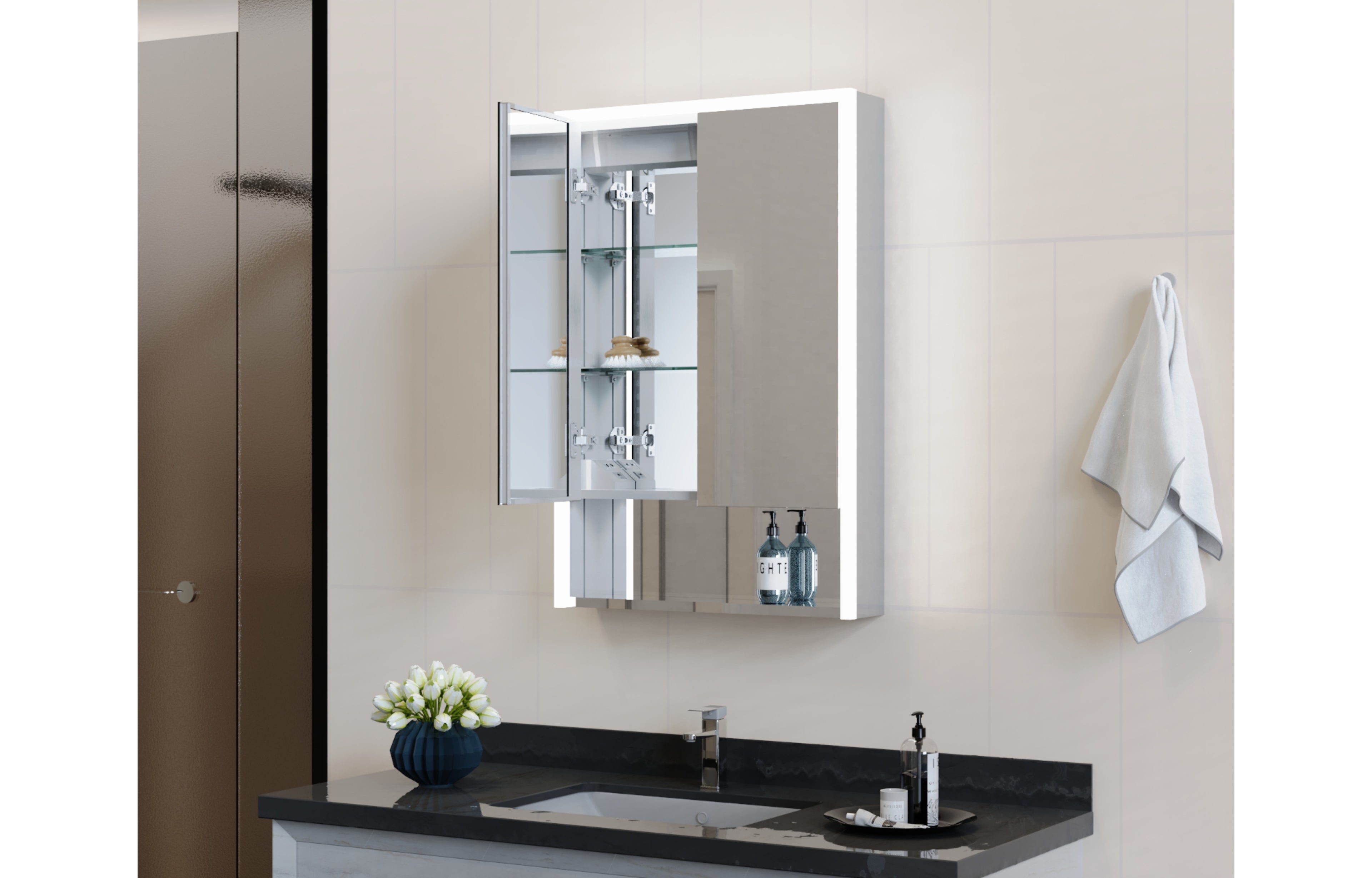 Poppy Double Door LED Mirror Cabinet - Tailored Bathrooms