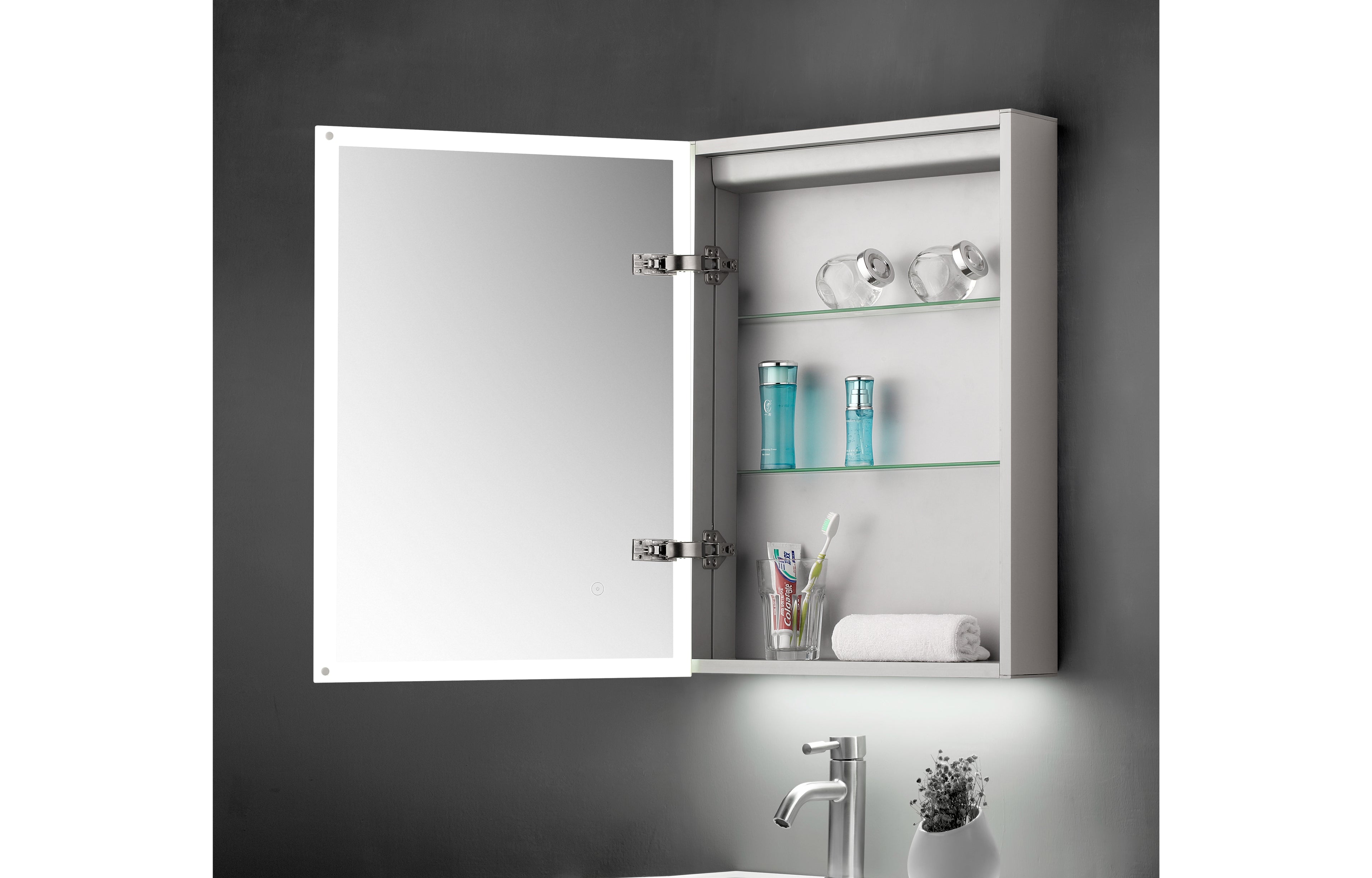 Ella Single Door Mirror Cabinet LED Surround - Tailored Bathrooms