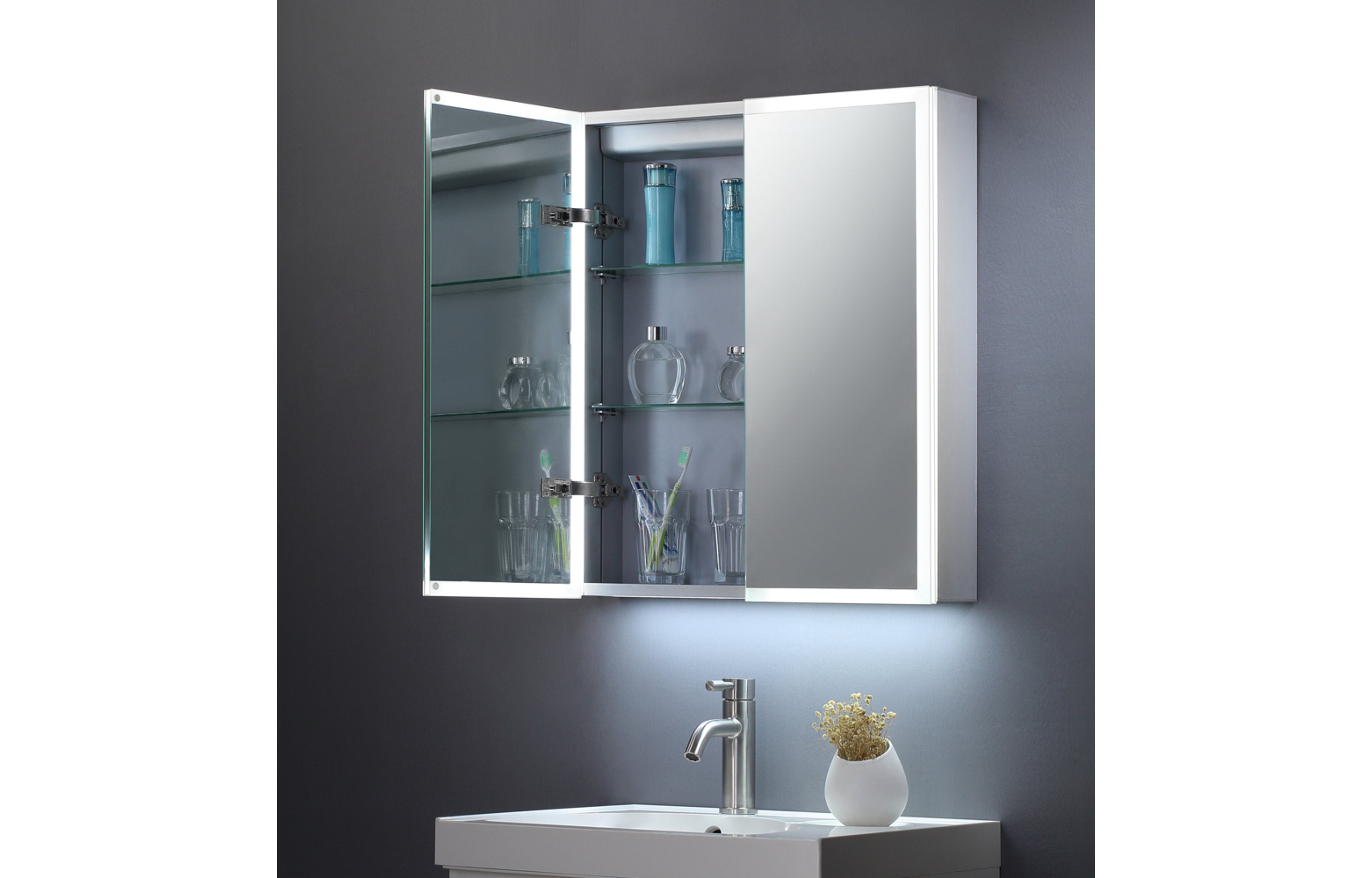 Bethany Double Door Mirror Cabinet LED Surround - Tailored Bathrooms