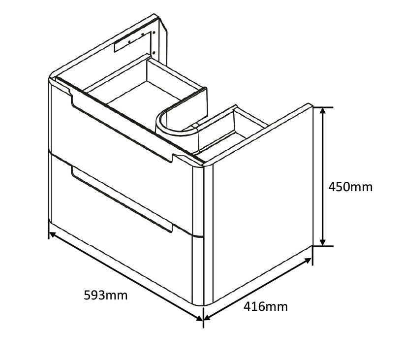 Monza 600mm Wall Hung Base Units Only - Tailored Bathrooms