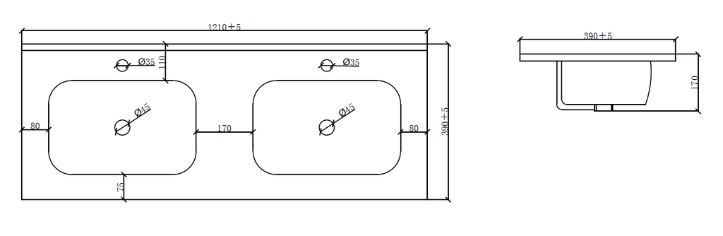 1200mm Turin Twin And Single Basin - Tailored Bathrooms