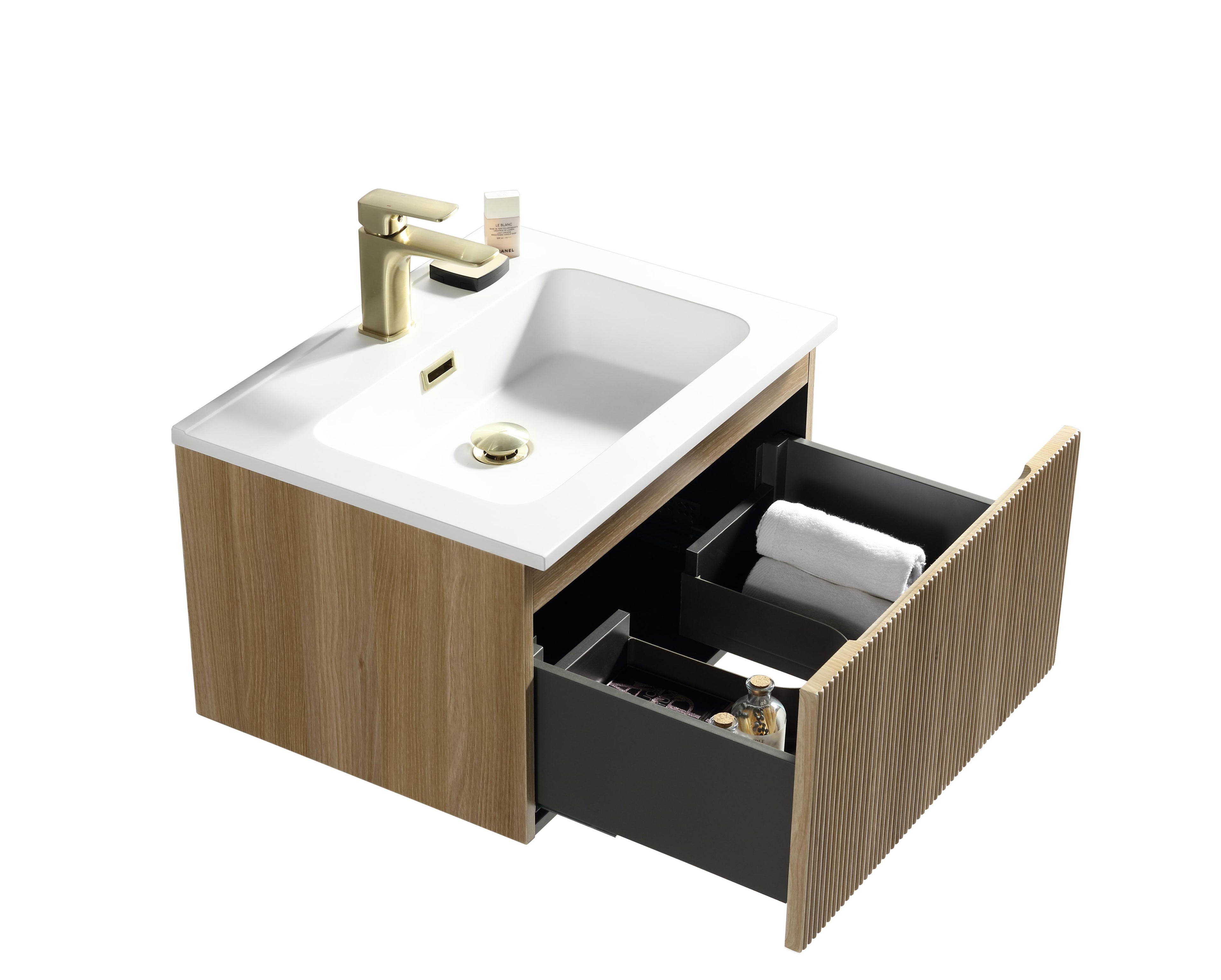 Flauto Fluted Wall Hung Vanity & Matte Basin - Tailored Bathrooms