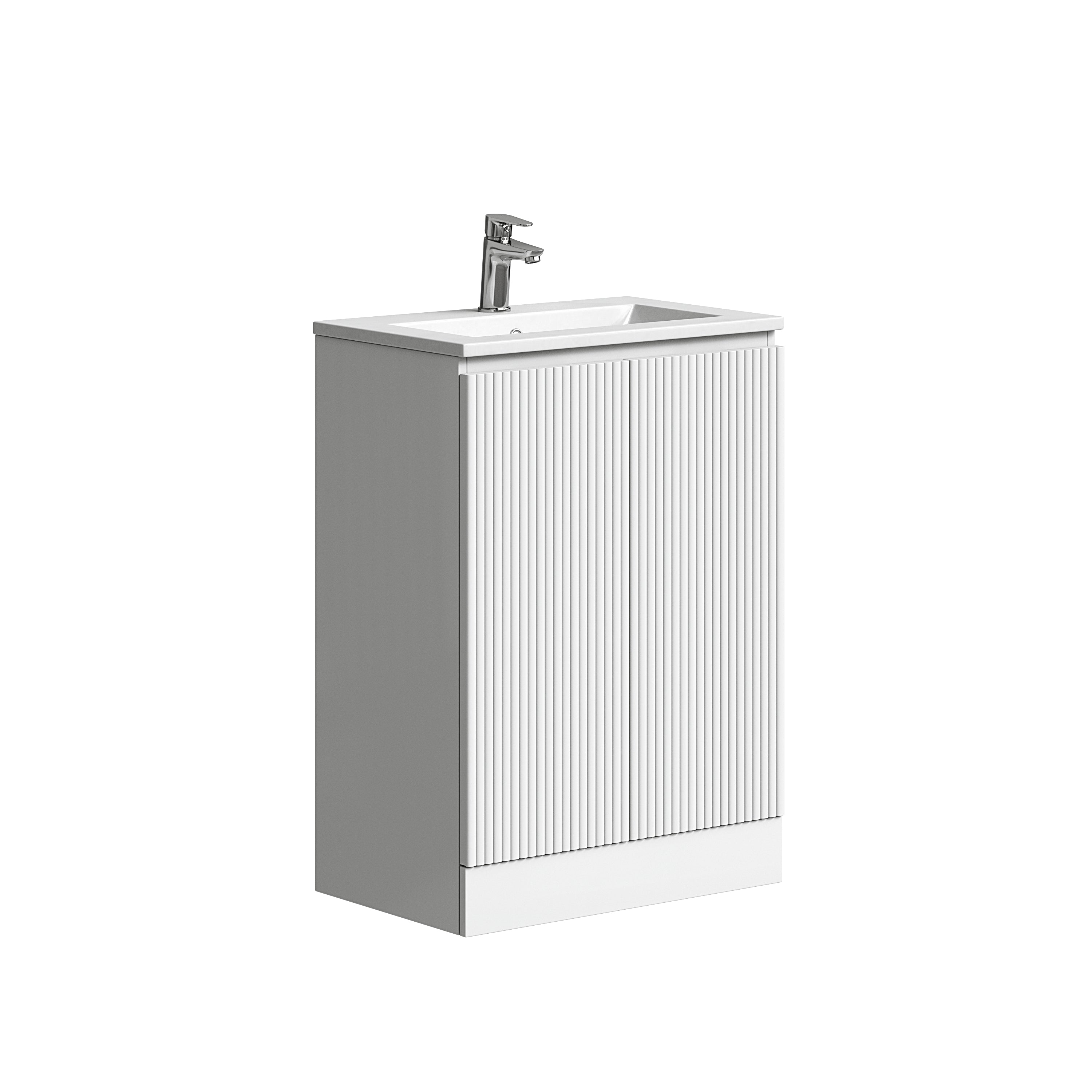 Ravenna 600mm Double Door Floor Standing Vanity & Ceramic Basin - Tailored Bathrooms