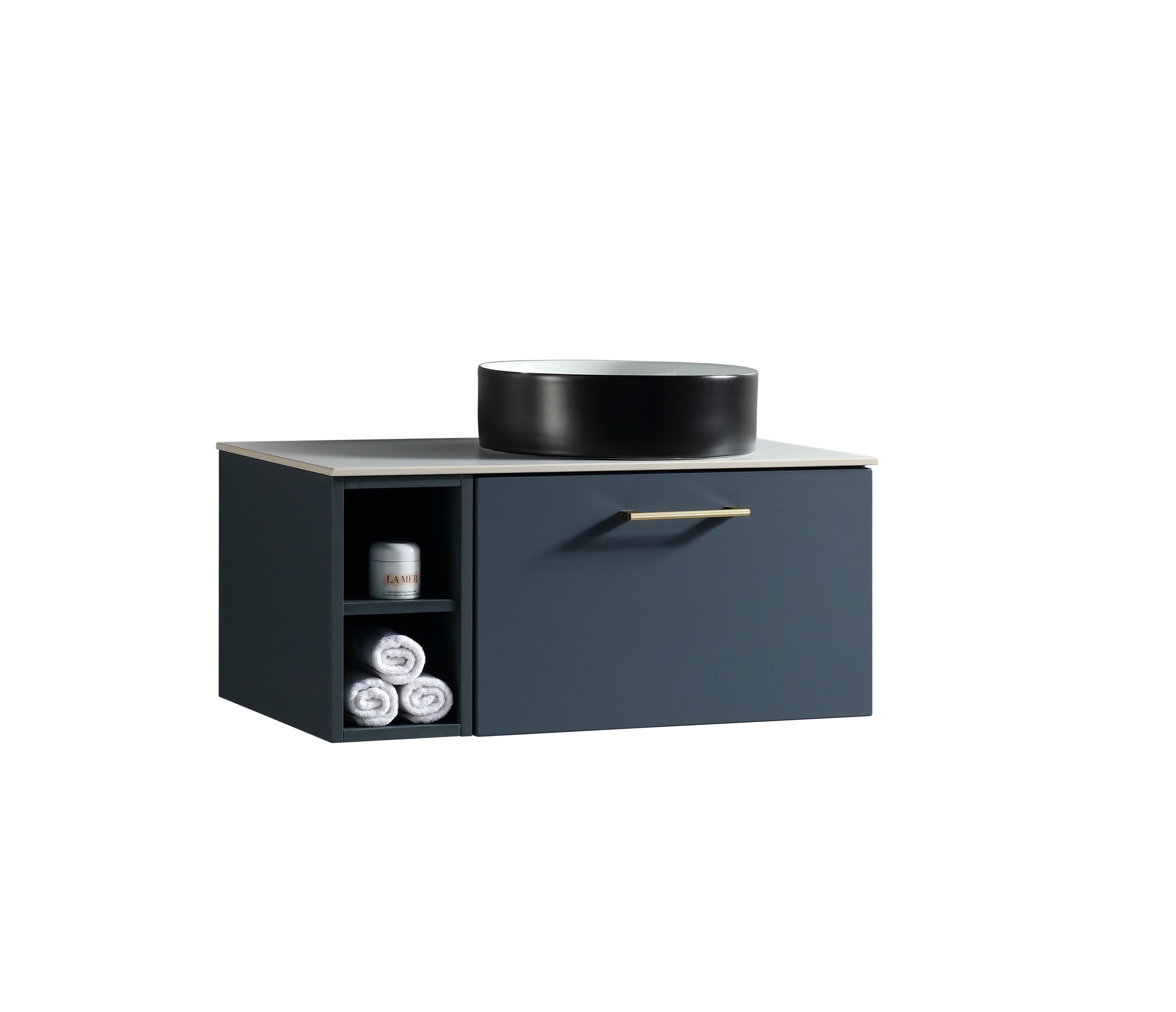 Piatta 800mm Wall Hung Vanity with Side Storage & Sintered Stone Counter Top - Tailored Bathrooms
