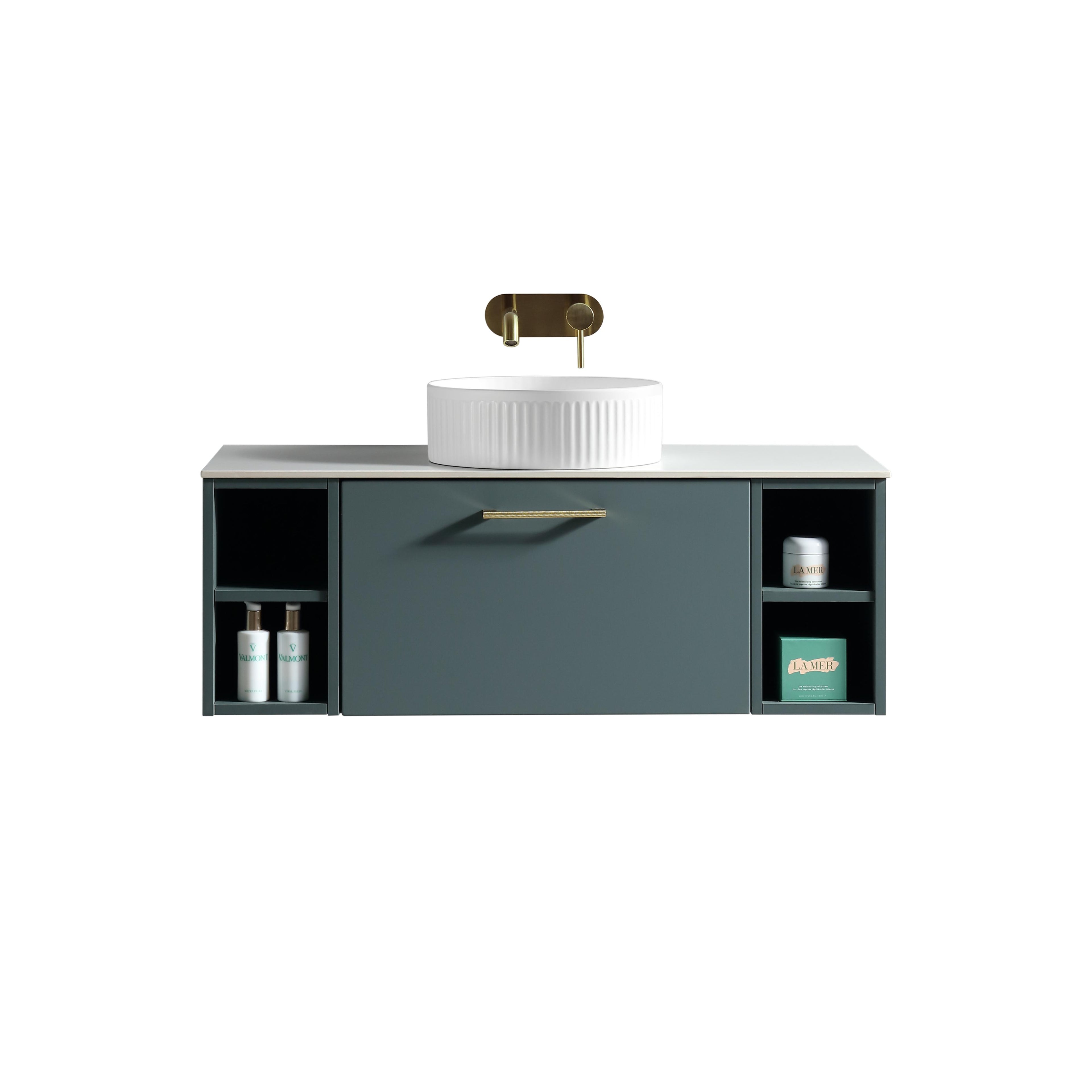 Piatta 1000mm Wall Hung Vanity with 2 Side Storage Sintered Stone Counter Top - Tailored Bathrooms