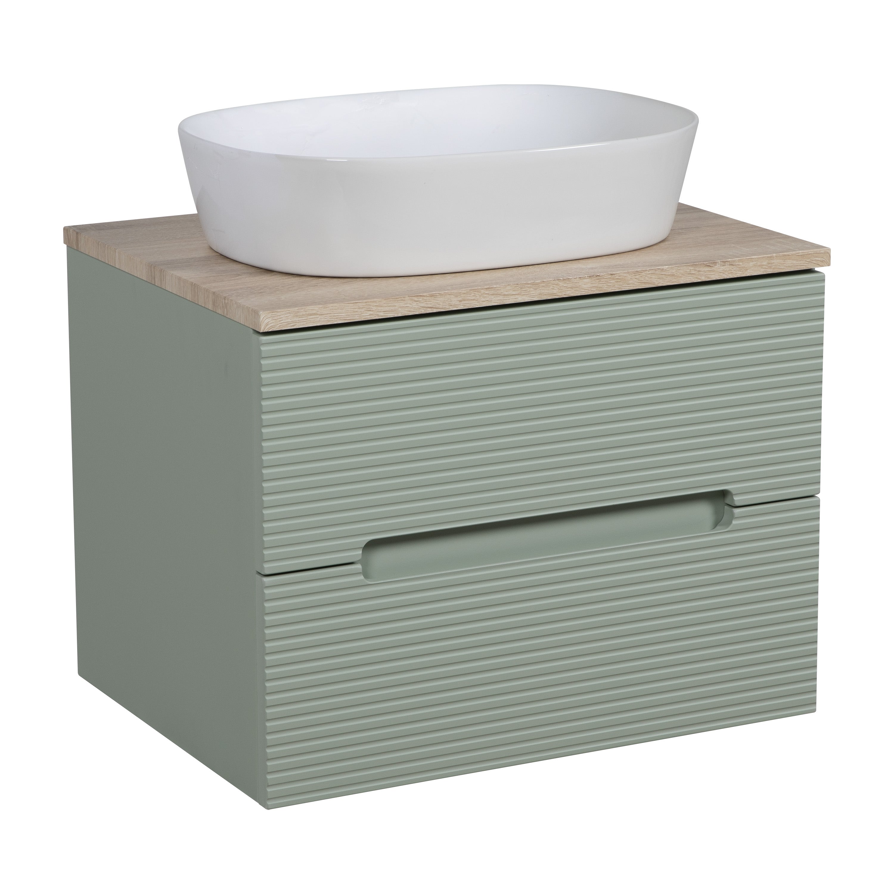 Monza Plus 600mm Fluted Wall Hung Vanity & Counter Top - Tailored Bathrooms