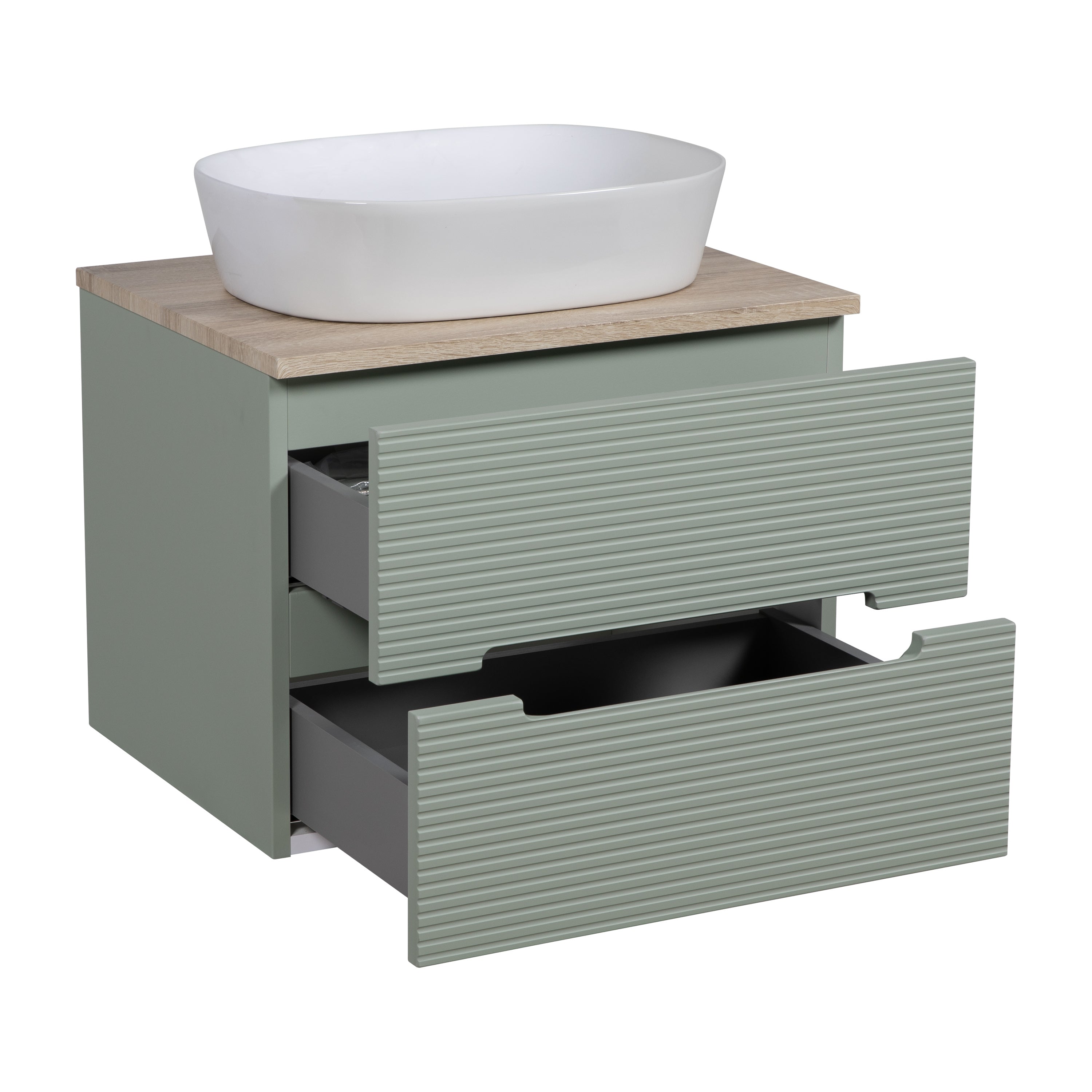 Monza Plus 600mm Fluted Wall Hung Vanity & Counter Top - Tailored Bathrooms