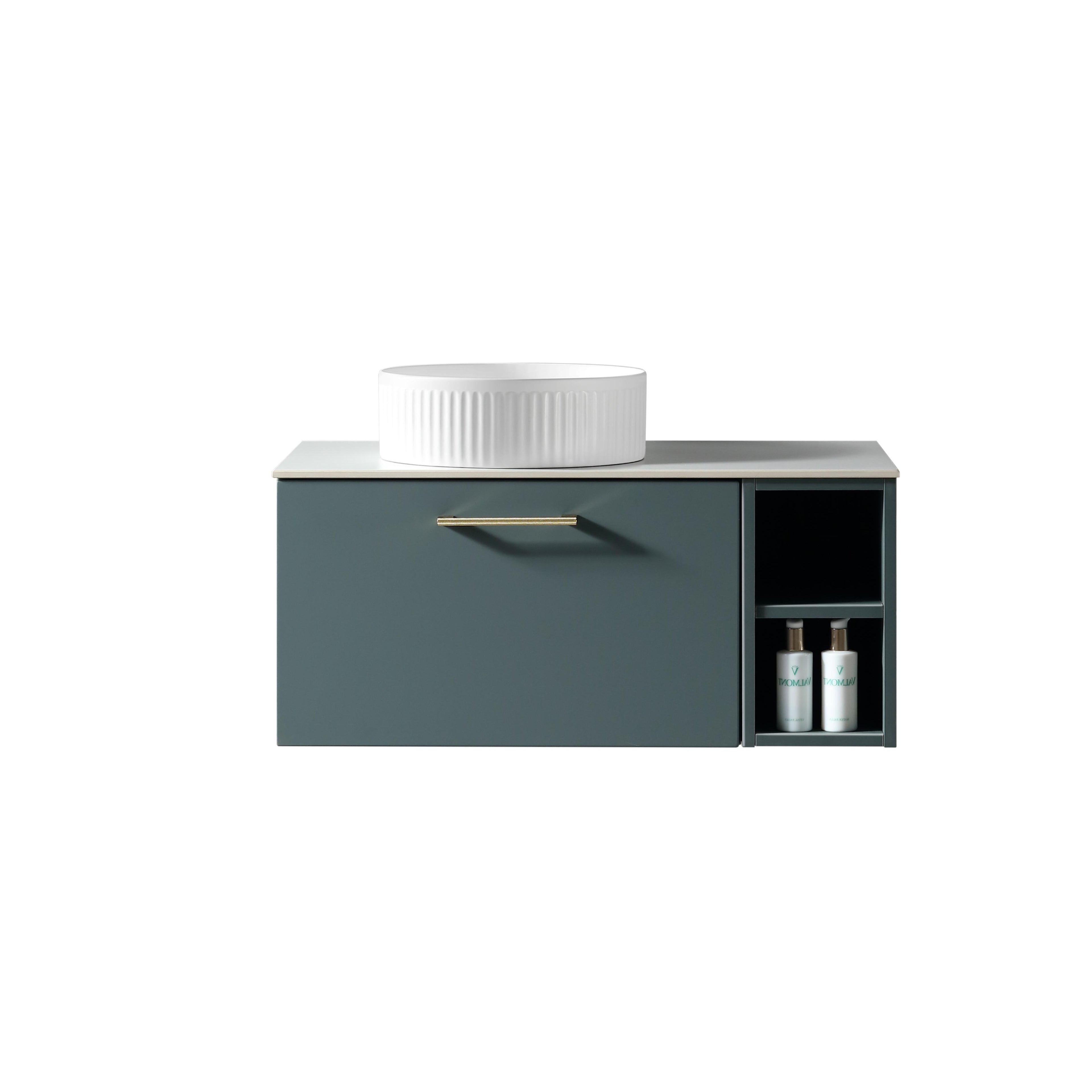 Piatta 800mm Wall Hung Vanity with Side Storage & Sintered Stone Counter Top - Tailored Bathrooms