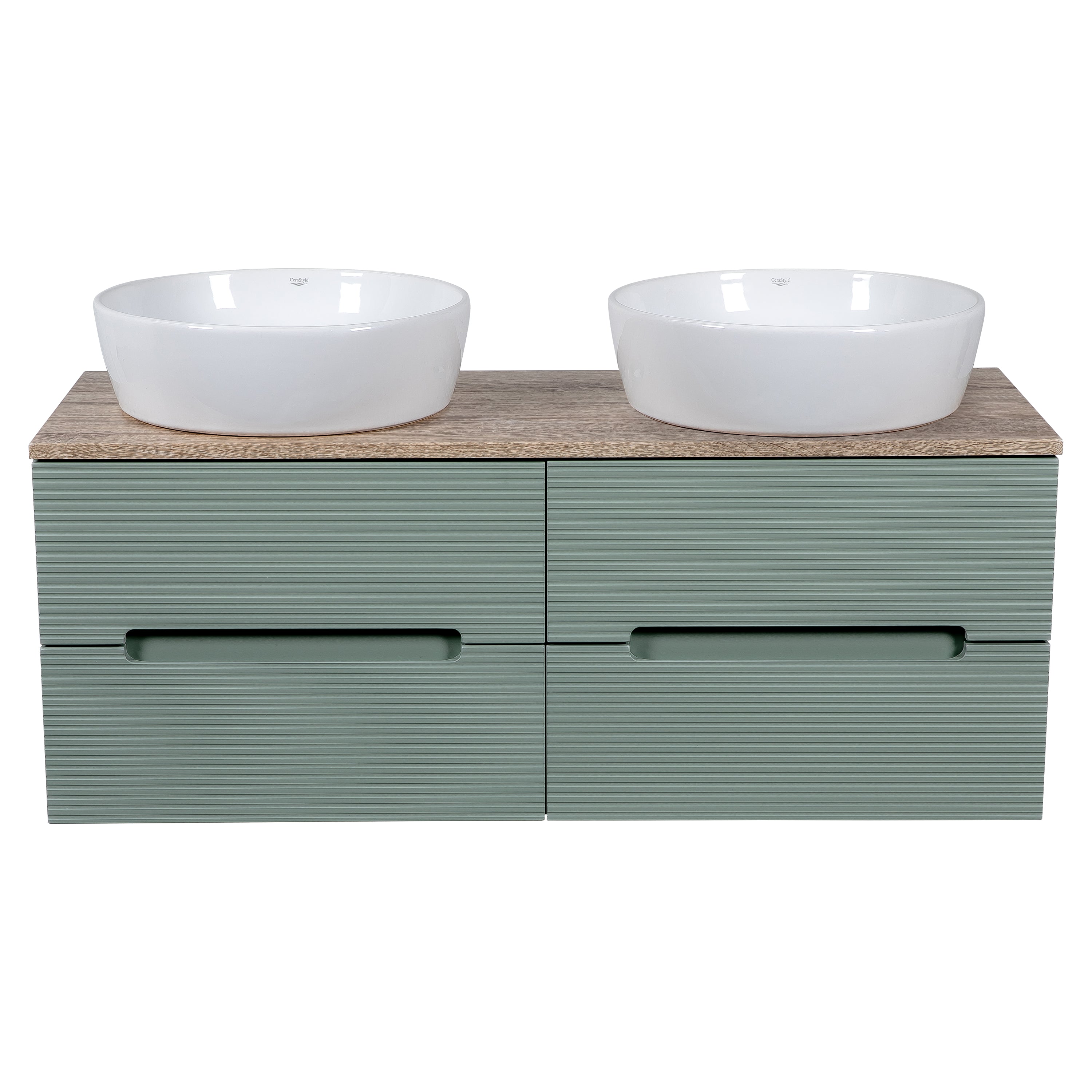 Monza Plus 1200mm Fluted Wall Hung Double Vanity w. Counter Top - Tailored Bathrooms