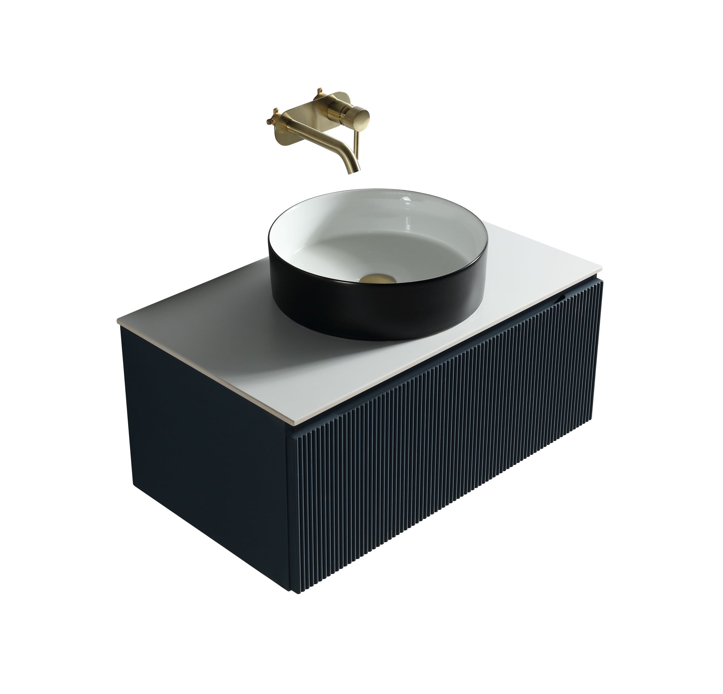 Flauto 600mm Wall Hung Vanity with Sintered Stone Counter Top - Tailored Bathrooms