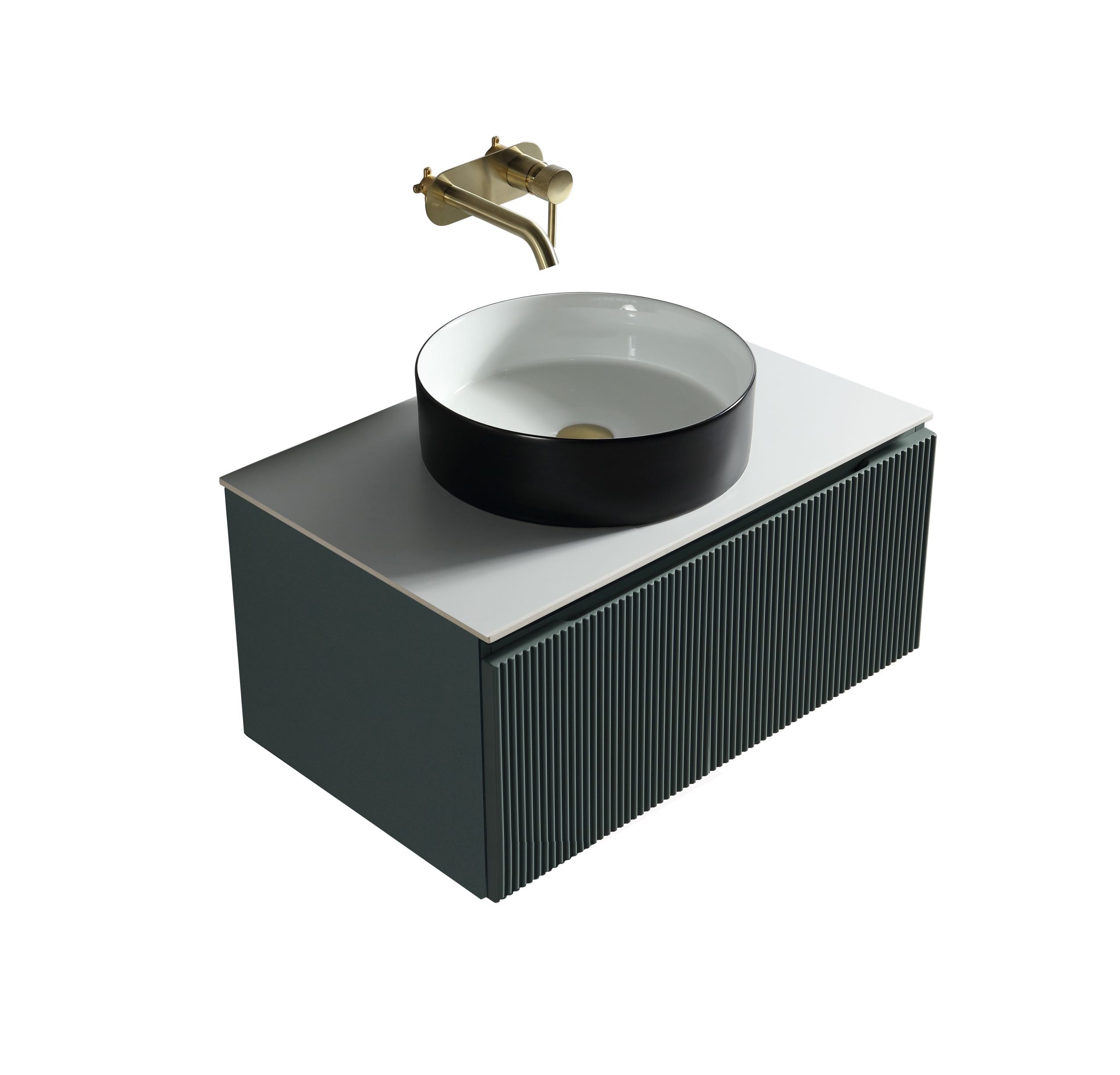 Flauto 600mm Wall Hung Vanity with Sintered Stone Counter Top - Tailored Bathrooms