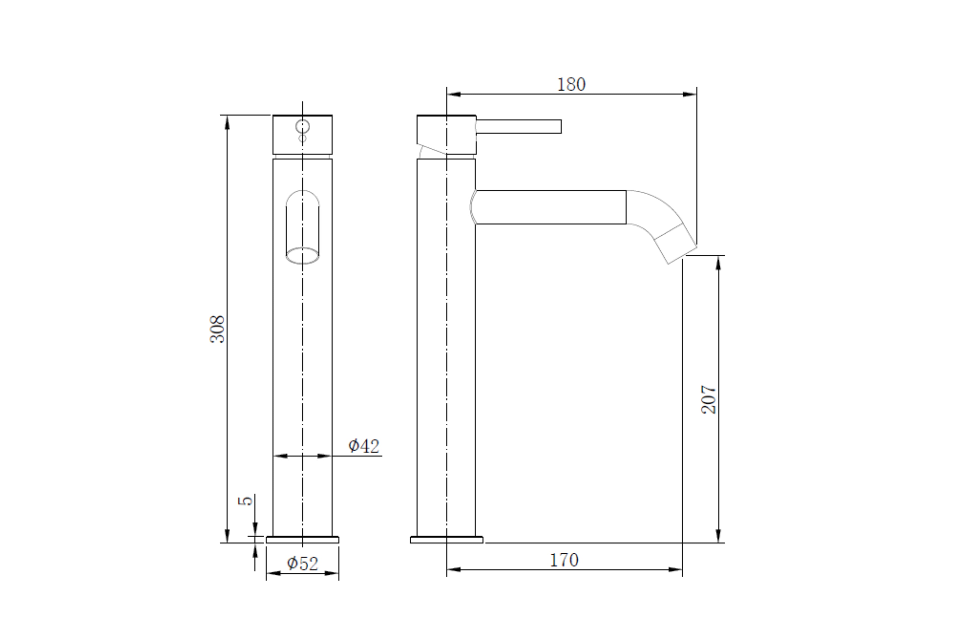TB+ Redondo Round Tall ECO Control/Cold Water Start Basin Mixer - Tailored Bathrooms
