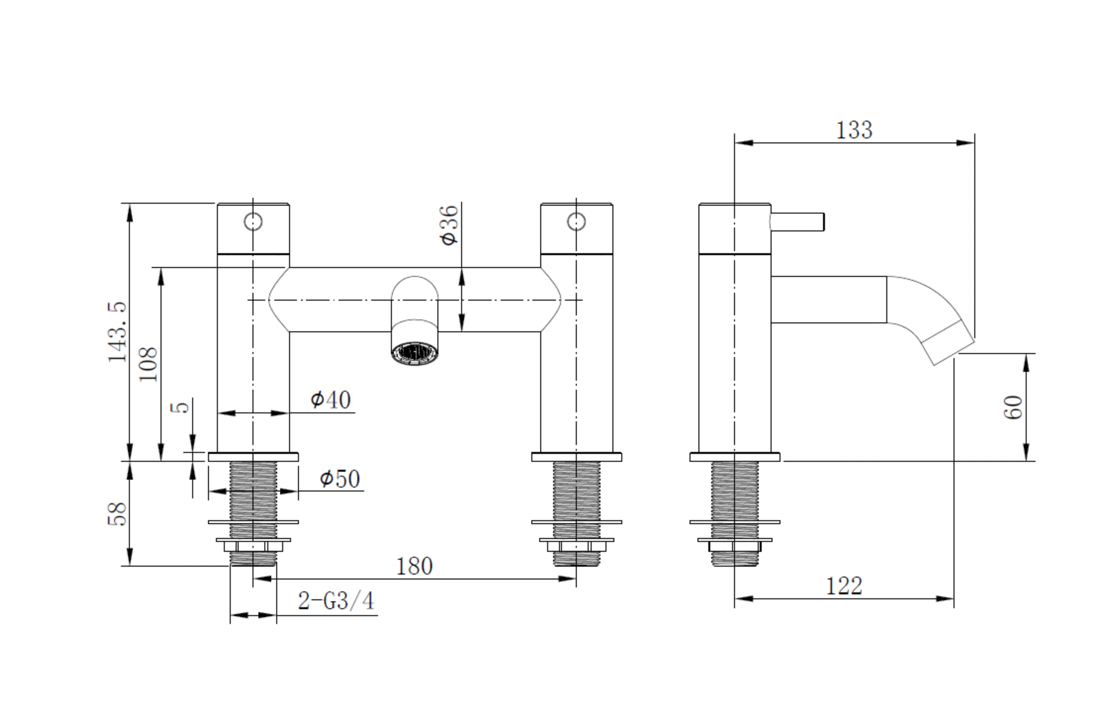 TB+ Redondo Round Bath Filler - Tailored Bathrooms