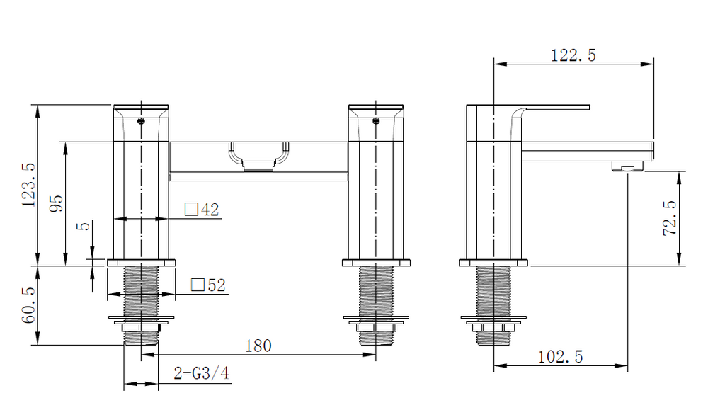 Quadrado Square Bath Filler - Tailored Bathrooms