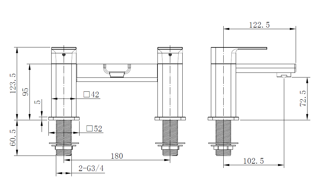 Quadrado Square Bath Filler - Tailored Bathrooms