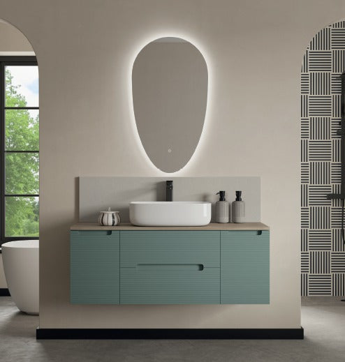 Monza Plus 1200mm Fluted Wall Hung Vanity with 2 Side Cabinets & Counter Top - Tailored Bathrooms